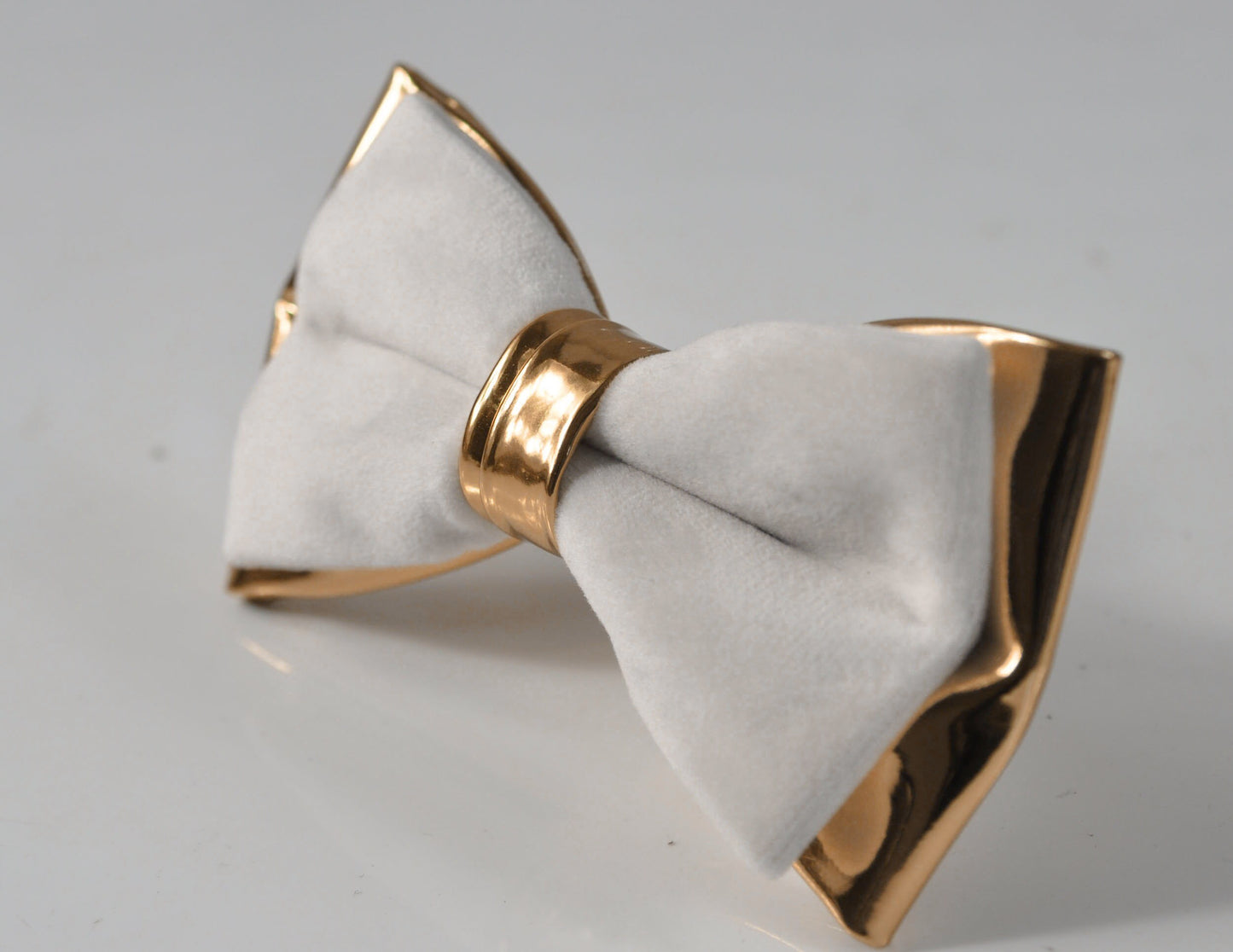 White Velvet Rose Gold Faux Leather Bow tie Bowtie for Men Adult / Youth Teenage / Boy Kids / Baby Infant Toddler