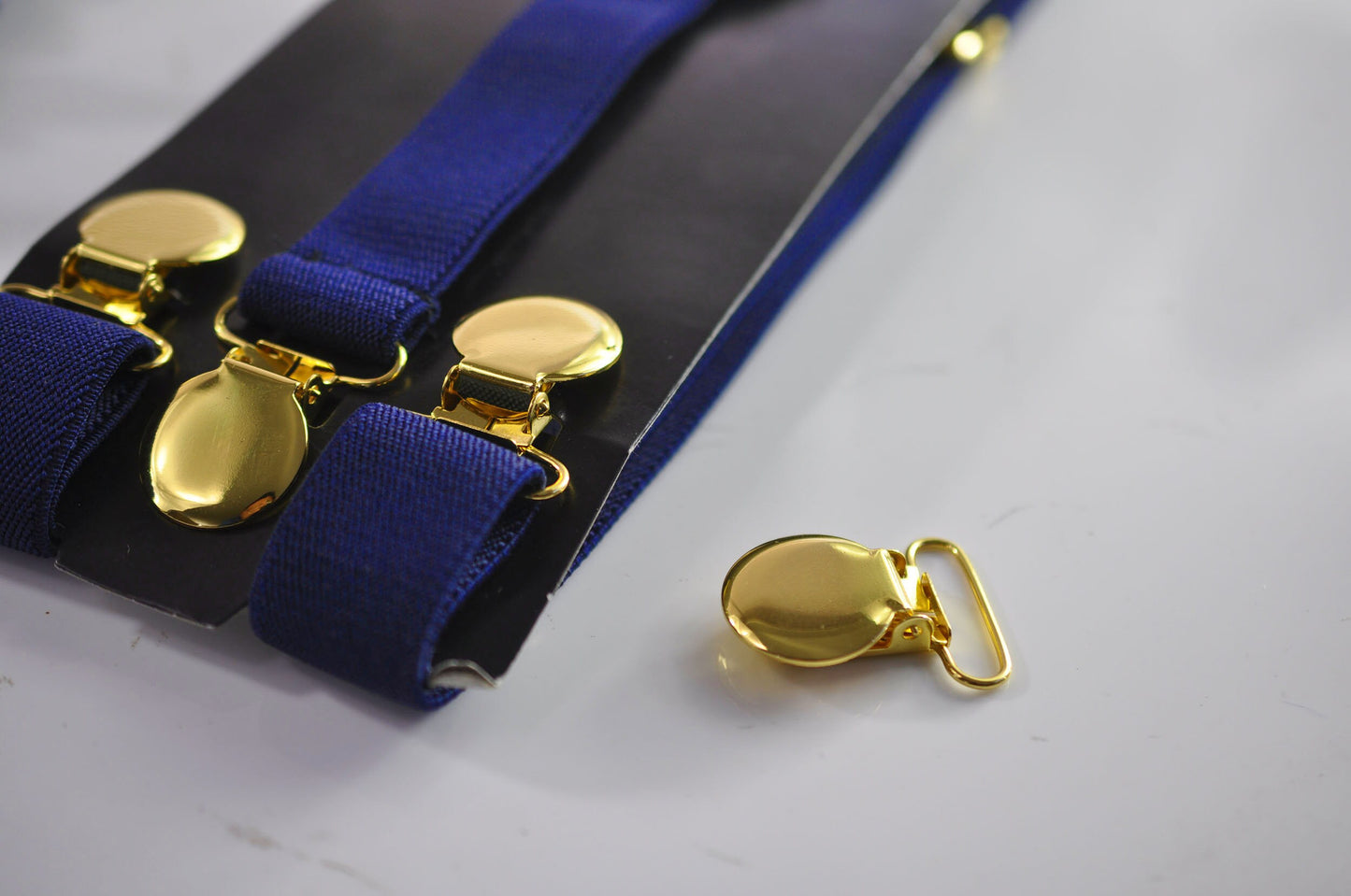 Royal Blue 25MM Elastic Y-Back Suspenders Braces Round Gold Golden Metal Clips for Men Adult / Youth / Kids Boy /Toddler Baby Infant