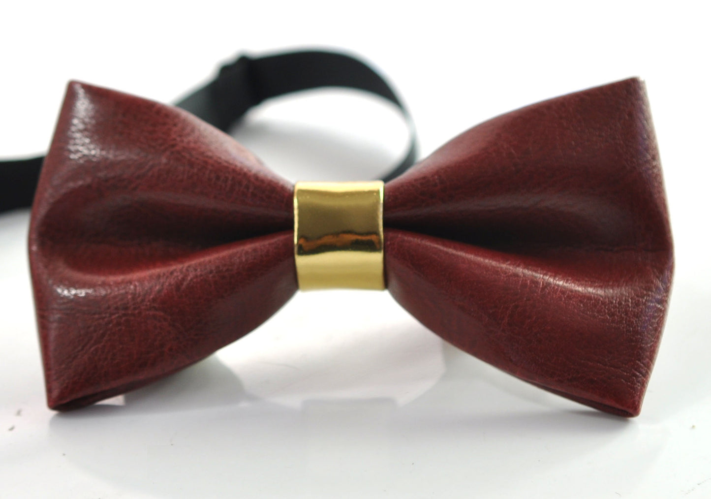 Burgundy Wine Dark Red Gold Shining Faux Leather Pretied Bow Tie Bowties Wedding Party for Men / Youth Teenage / Toddler Boy / Baby Infant