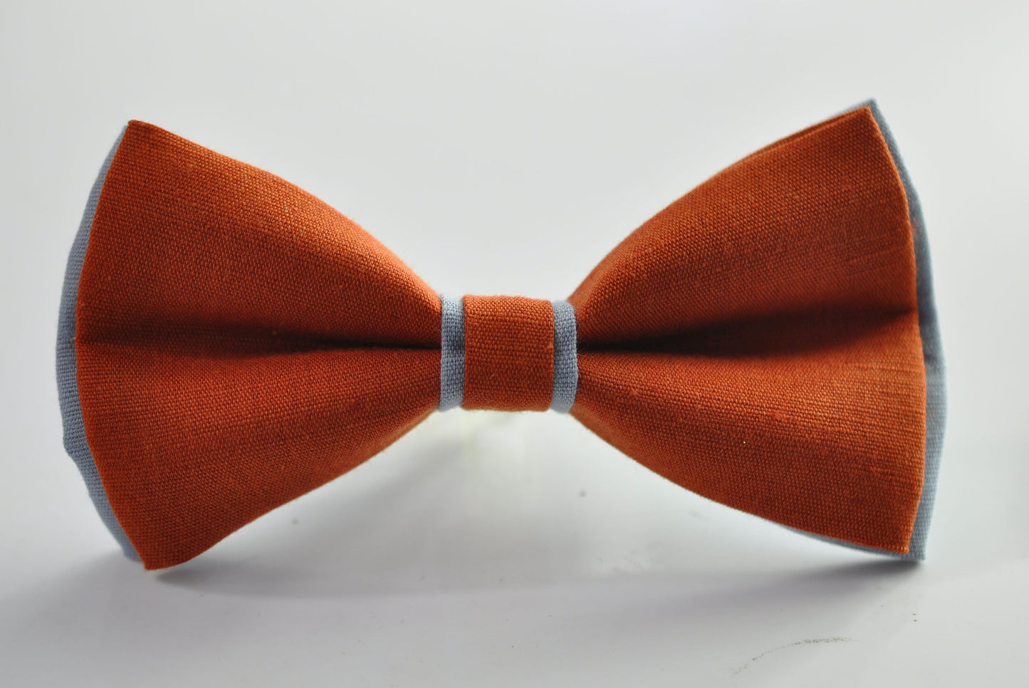 Burnt Orange Dusty Blue Linen Bow tie + Coffee Chocolate Brown Suspenders Braces for Men / Youth Teenage/ Boys Kids / Baby Infant Toddler