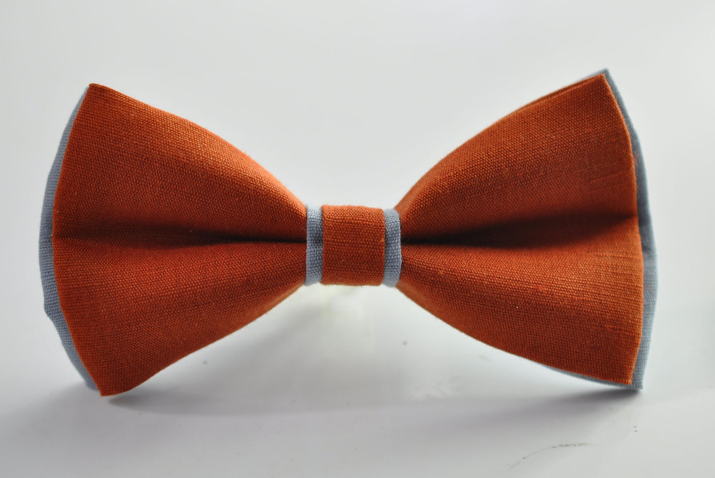 Burnt Orange Dusty Blue Linen Bow tie + Dusty Blue Elastic Suspenders Braces for Men / Youth Teenage/ Boys Kids / Baby Infant Toddler