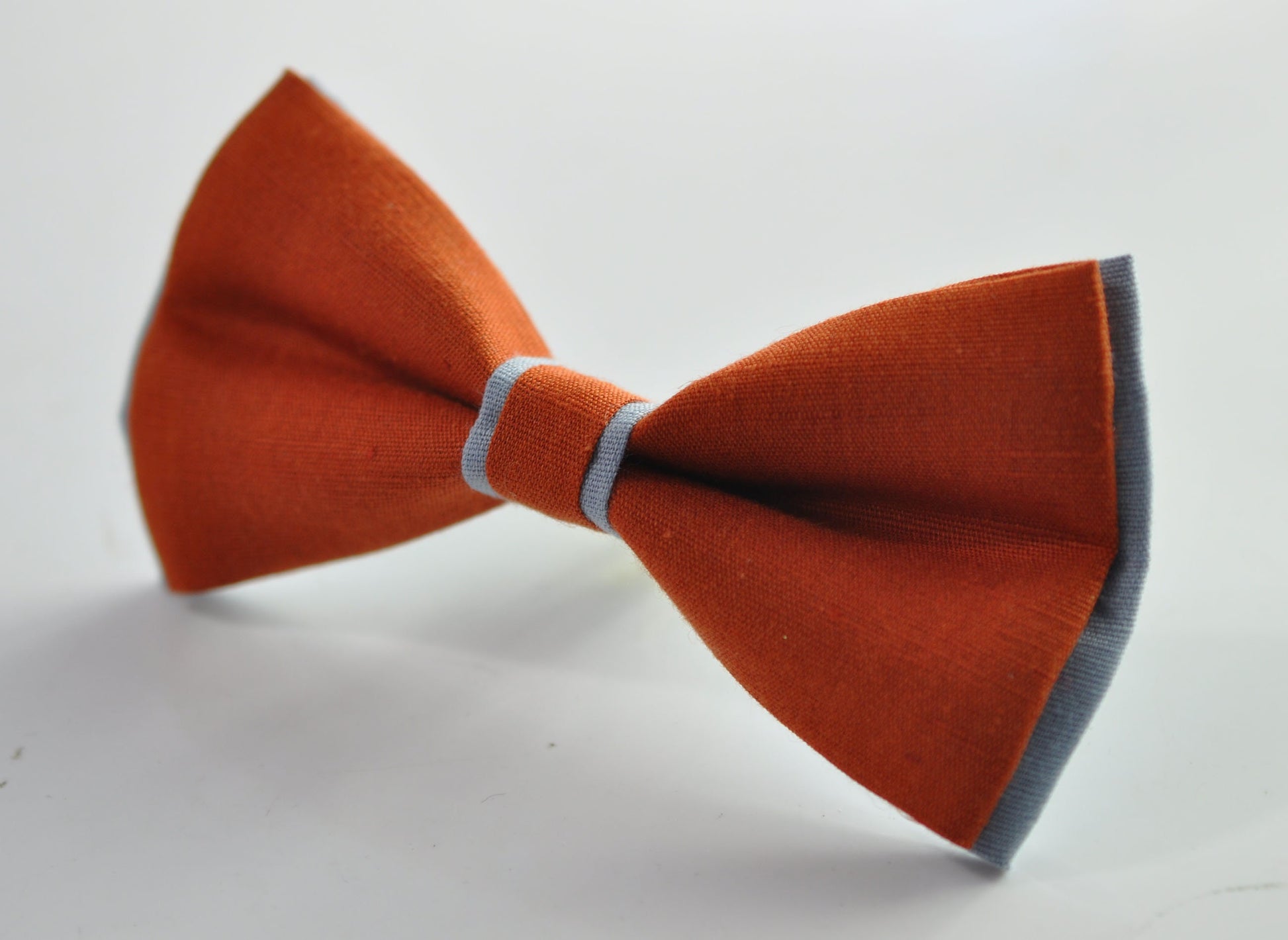 Burnt Orange Dusty Blue Linen Bow tie + Dusty Blue Elastic Suspenders Braces for Men / Youth Teenage/ Boys Kids / Baby Infant Toddler