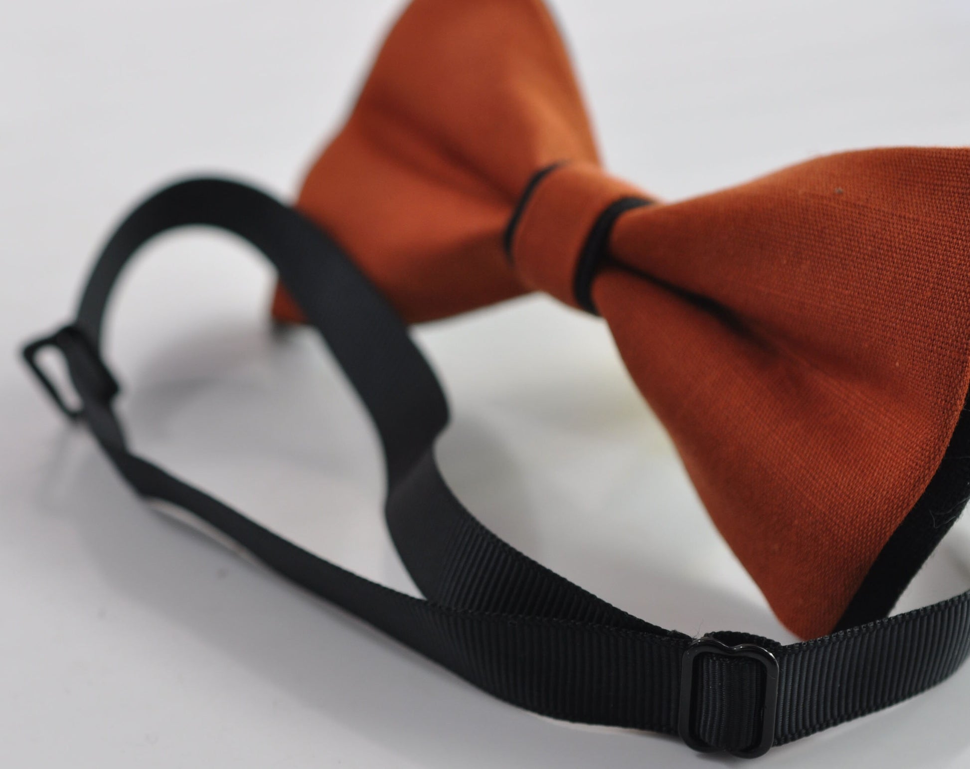 Black and Burnt Orange Linen Cotton Pre tied Bow tie + pocket Square Hanky Handkerchief for Men Adult / Teenage / Boy Kids / Baby Infant
