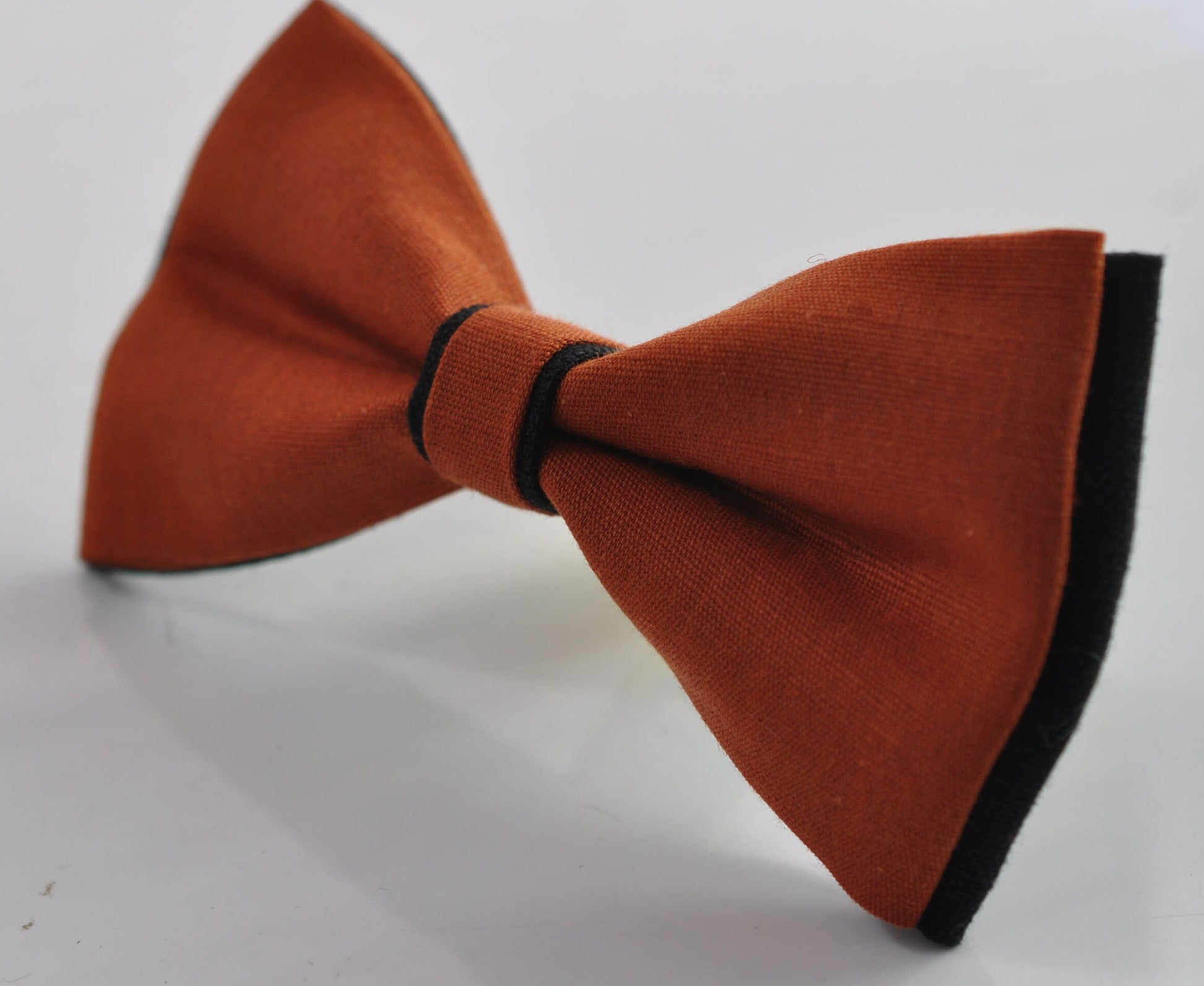 Burnt Orange and Black Linen Bow tie Bowtie + Black Suspenders Braces for Men / Youth Teenage/ Boys Kids / Baby Infant Toddler