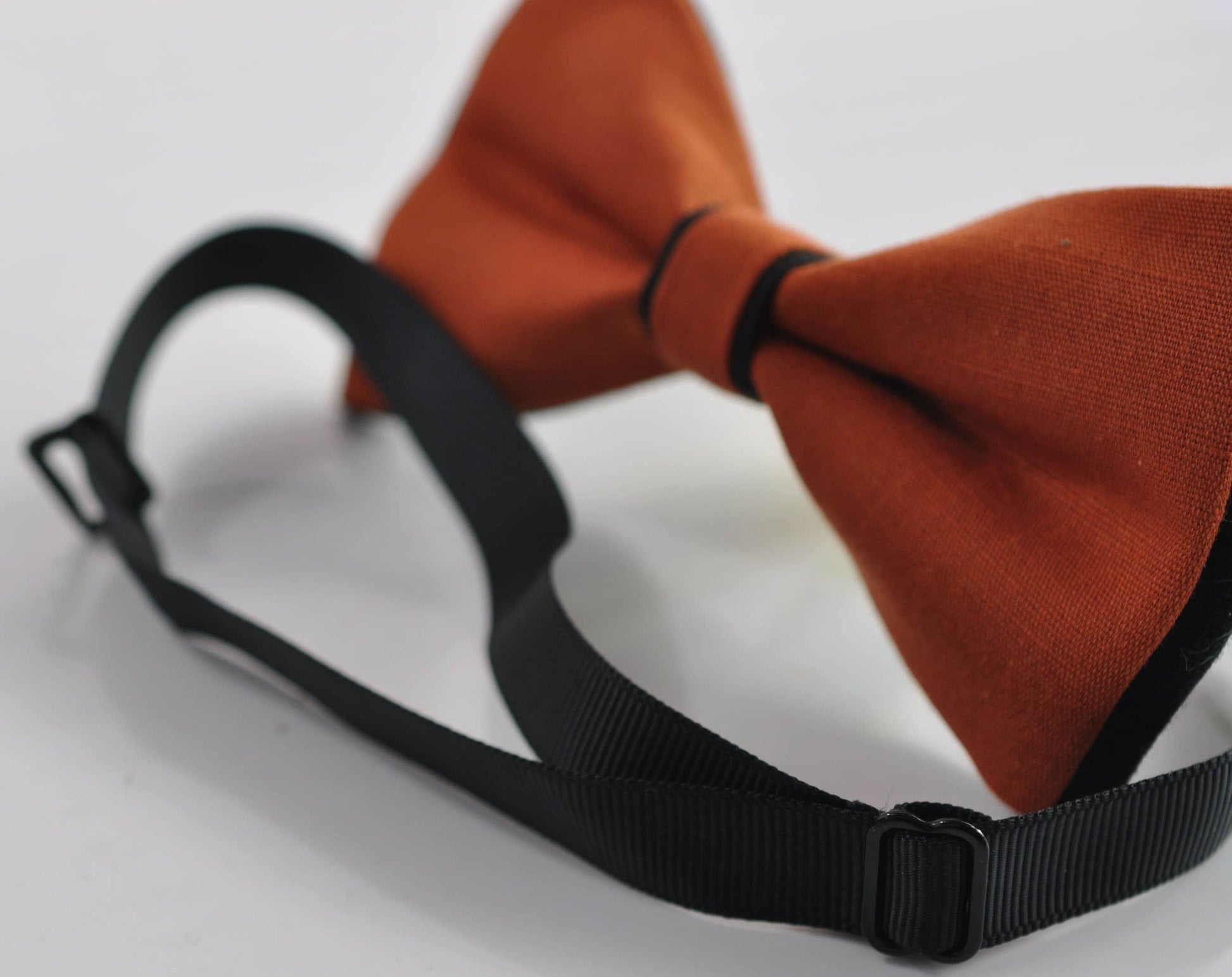 Burnt Orange Black Linen Bow tie Bowtie + Toffee Brown Elastic Suspenders Braces for Men / Youth Teenage/ Boys Kids / Baby Infant Toddler