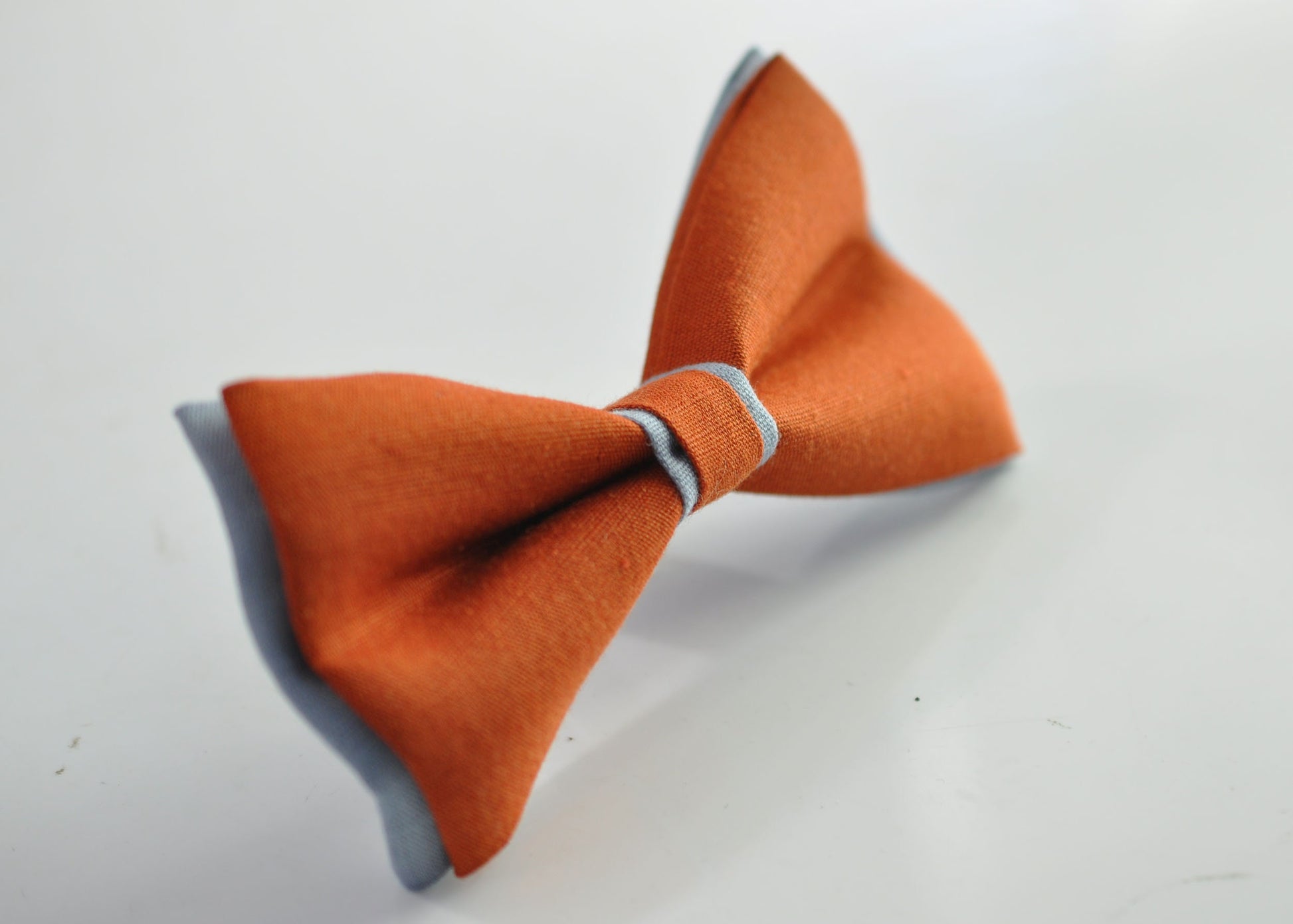 Burnt Orange Dusty Blue Linen Bow tie + Dusty Blue Elastic Suspenders Braces for Men / Youth Teenage/ Boys Kids / Baby Infant Toddler
