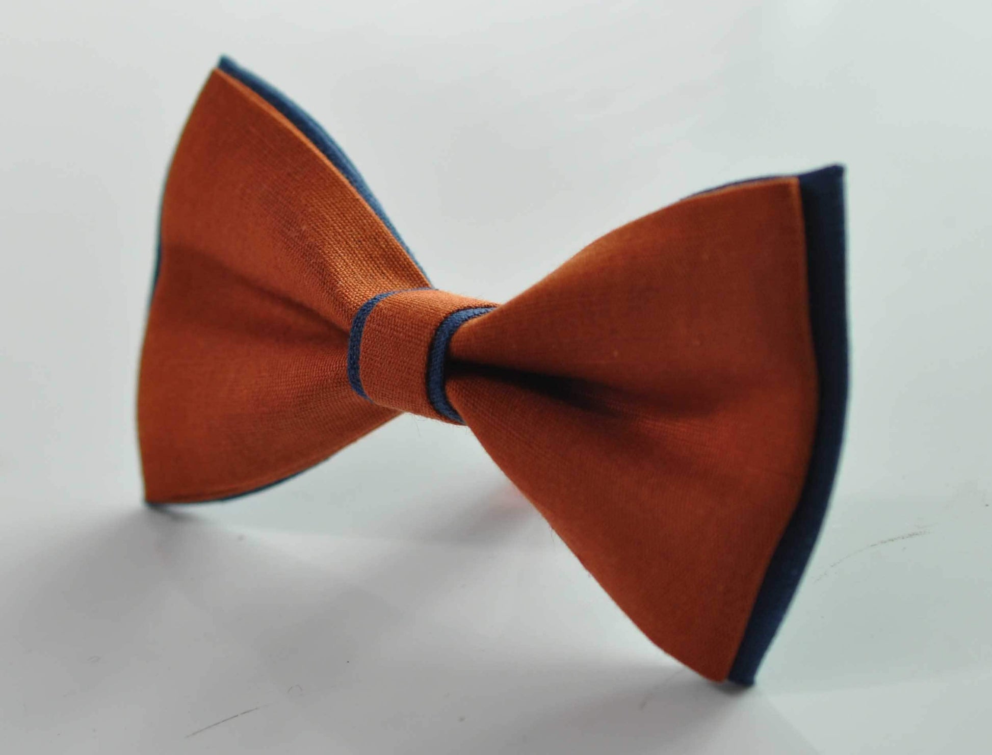 Navy Blue and Burnt Orange Linen Bow tie Bowtie + RUST Terracotta Suspenders Braces for Men / Youth Teenage/ Boys Kids / Baby Infant Toddler