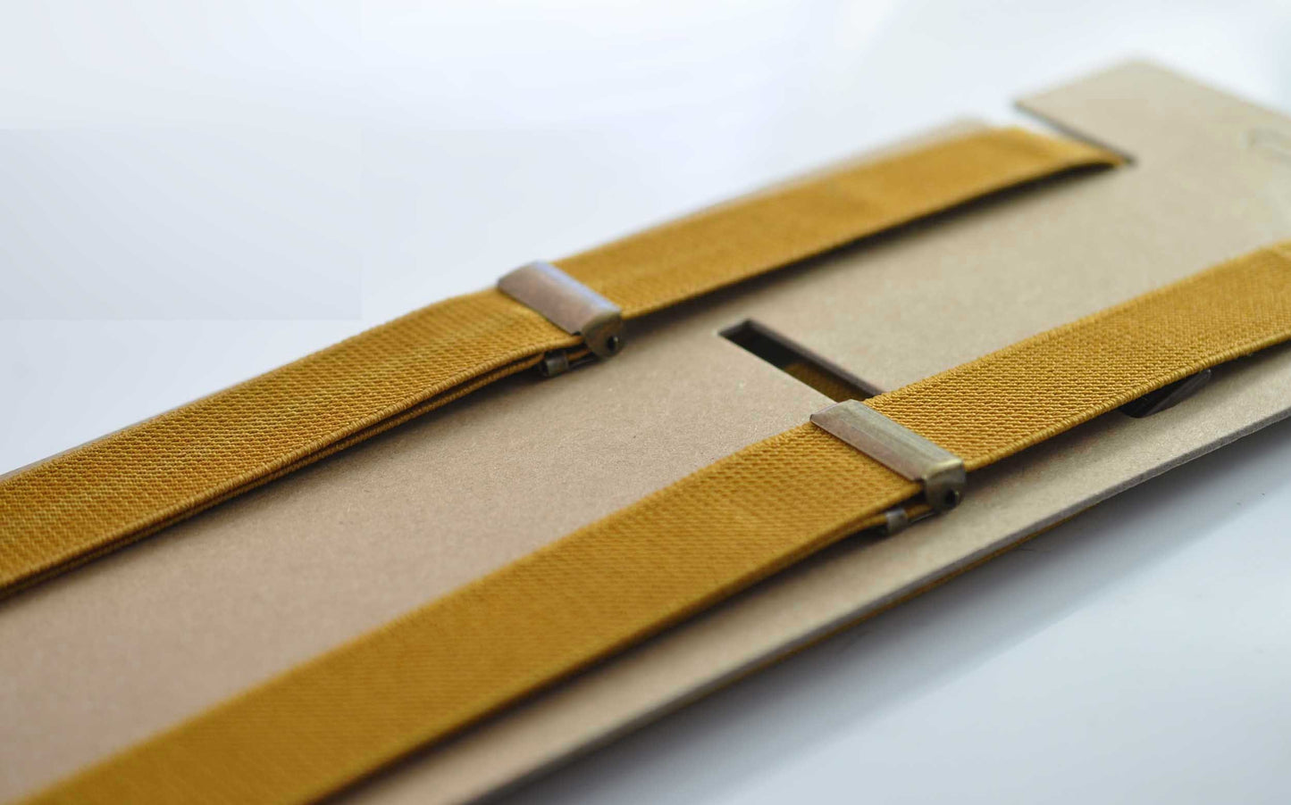 Mustard Honey Ginger Yellow 25MM Elastic Y-Back Suspenders Braces Bronze Metal Clips for Men Adult / Youth / Kids Boy /Toddler Baby Infant