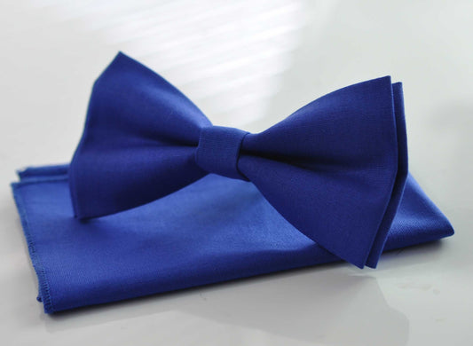 Royal Blue Sapphire Cobalt Cotton Bow Tie Bowtie Pocket Squares for Men Adult / Youth Teenage / Boy Kids / Baby Infant Toddler