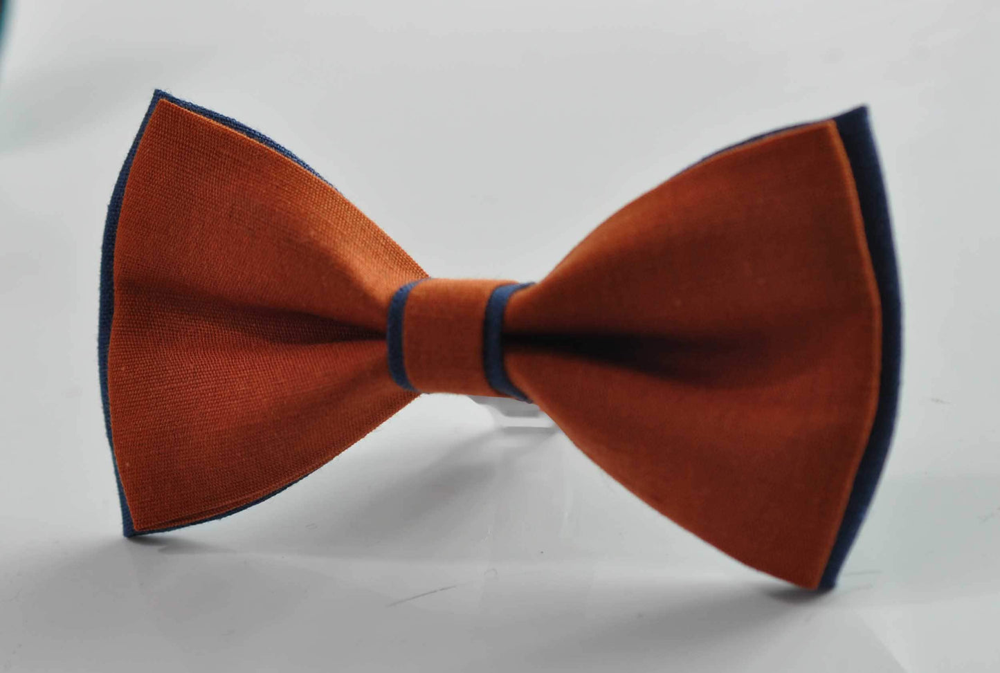 Navy Blue and Burnt Orange Linen Bow tie Bowtie + RUST Terracotta Suspenders Braces for Men / Youth Teenage/ Boys Kids / Baby Infant Toddler