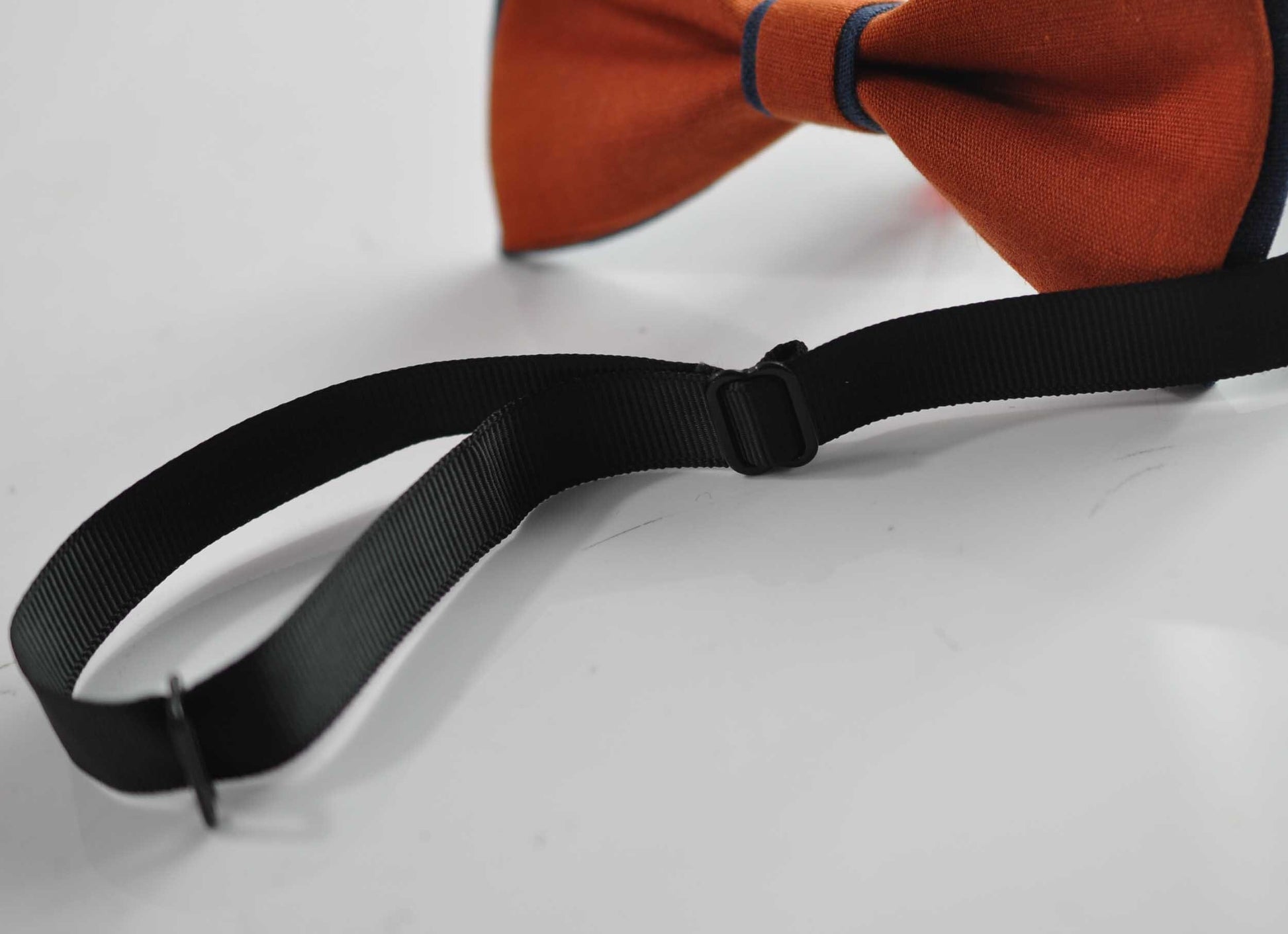 Dark Navy Blue and Burnt Orange Linen Cotton Pre tied Bow tie Bowtie for Men Adult / Youth Teenage / Boy Kids / Baby Infant