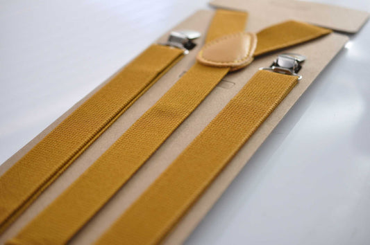 Mustard Honey butterscotch Ginger Yellow Adjustable Elastic Suspenders Braces for Men Adult / Youth Teenage / Kids Boy /Toddler Baby Infant