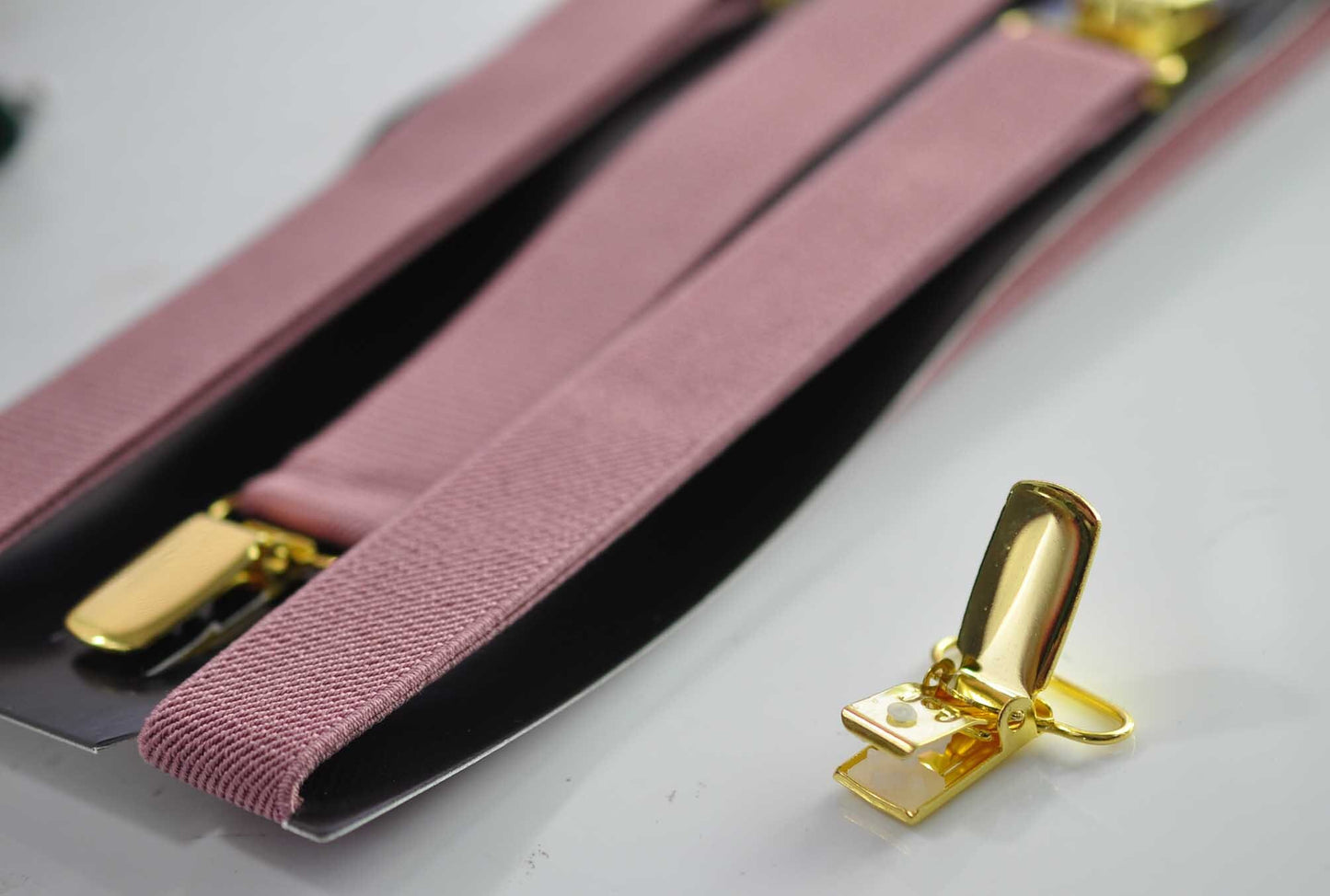 Dusty Rose Pink 25MM Elastic Y-Back Suspenders Braces Gold Golden Metal Clips for Men / Youth / Kids Boy /Toddler Baby Infant