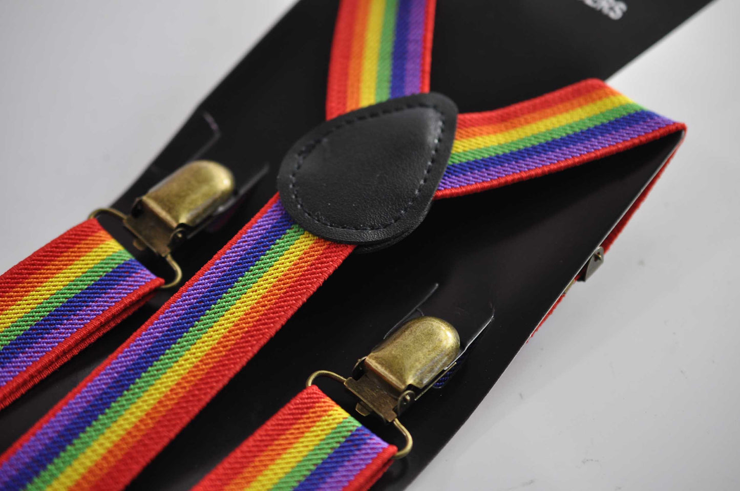 Rainbow 25MM Elastic Y-Back Suspenders Braces Bronze Metal Clips for Men Adult / Youth Teenage / Kids Boy /Toddler Baby Infant