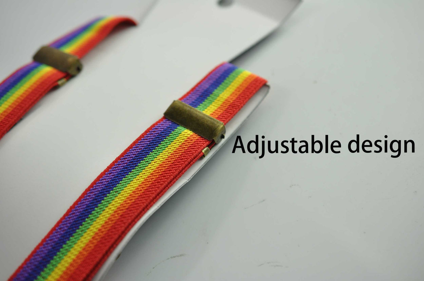 Rainbow 25MM Elastic Y-Back Suspenders Braces Bronze Metal Clips for Men Adult / Youth Teenage / Kids Boy /Toddler Baby Infant