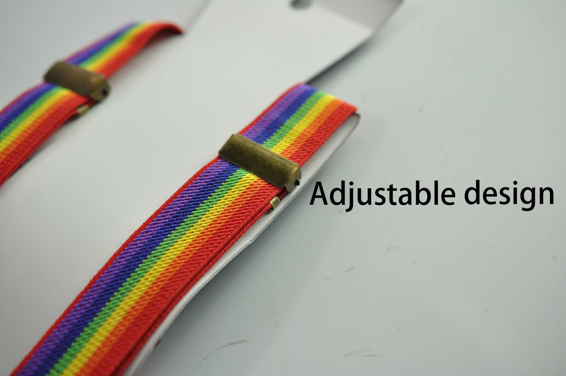 Rainbow 25MM Elastic Y-Back Suspenders Braces Bronze Metal Clips for Men Adult / Youth Teenage / Kids Boy /Toddler Baby Infant