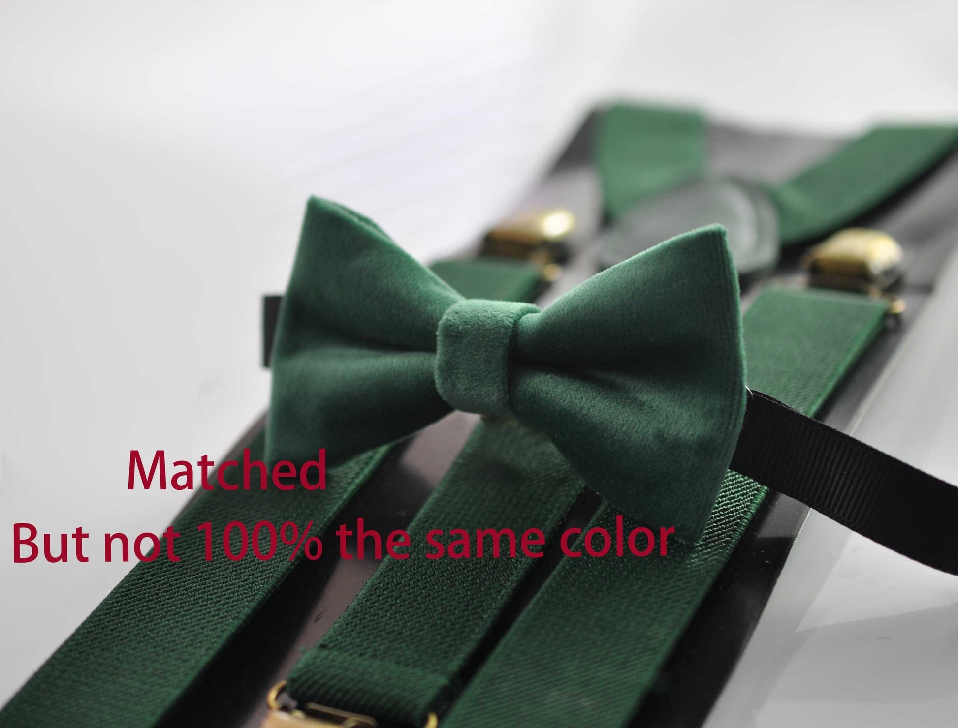 Emerald Green Dark Green Velvet Bow tie + Matched Elastic Suspenders Braces for Baby Infant Toddler / Boy Kids / Youth Teenage / Men Adult