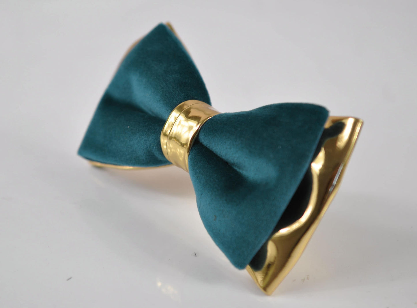 Turquoise Teal blue Gold Velvet Leather Bow tie bowtie + Navy Blue Elastic Suspenders Braces for Men Youth / Boys Kids / Baby Infant Toddler