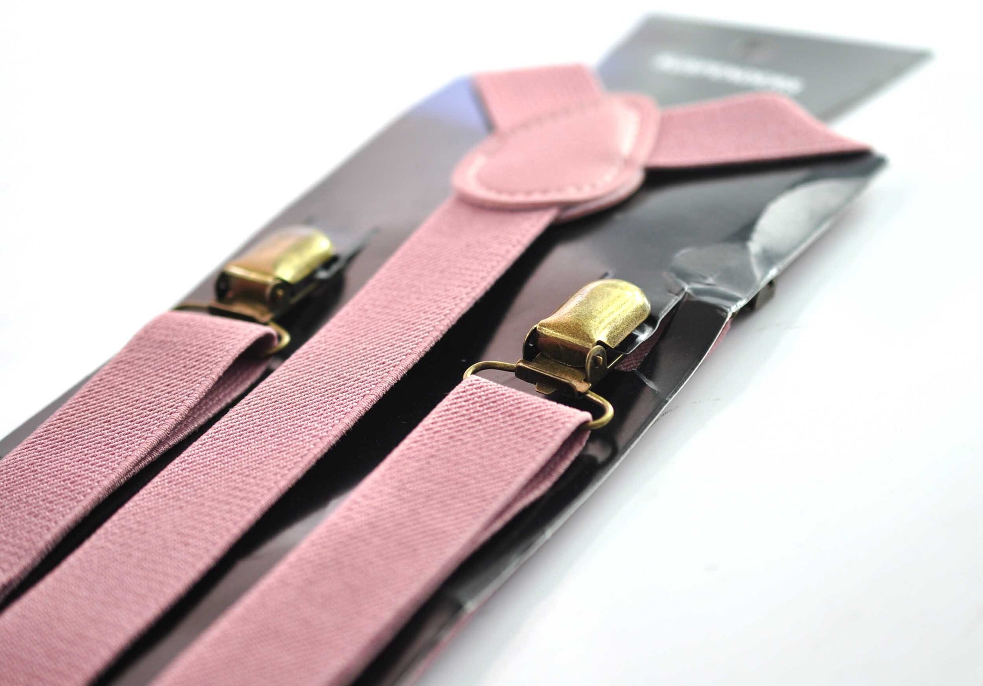 Dusky Dusty Rose Musk Pink 25MM Elastic Y-Back Suspenders Braces Bronze Metal Clips for Men Adult / Youth / Kids Boy /Toddler Baby Infant