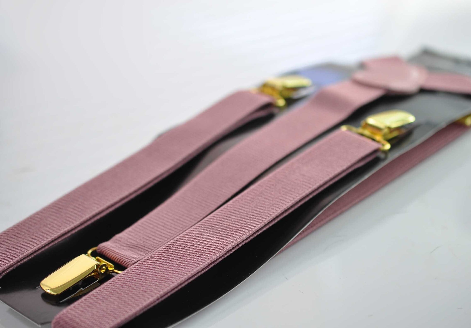 Dusty Rose Pink 25MM Elastic Y-Back Suspenders Braces Gold Golden Metal Clips for Men / Youth / Kids Boy /Toddler Baby Infant