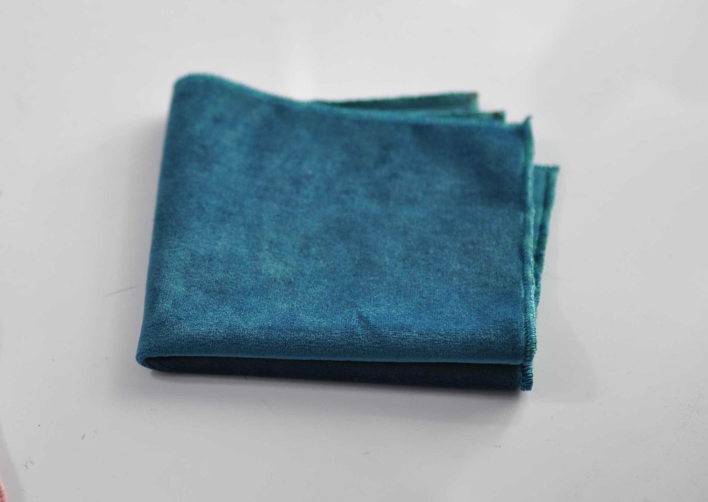 Teal Blue Velvet Pocket Square Hanky Handkerchief Wedding for Men / Youth / Boys Kids / Baby Infant Toddler