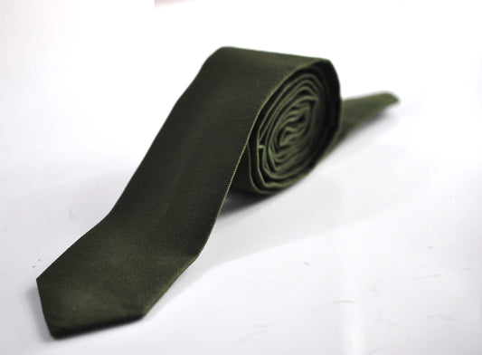 Men Women Unisex Olive Green Army Green Cotton Skinny 100% Cotton Necktie Neck Tie for Wedding Party Prom