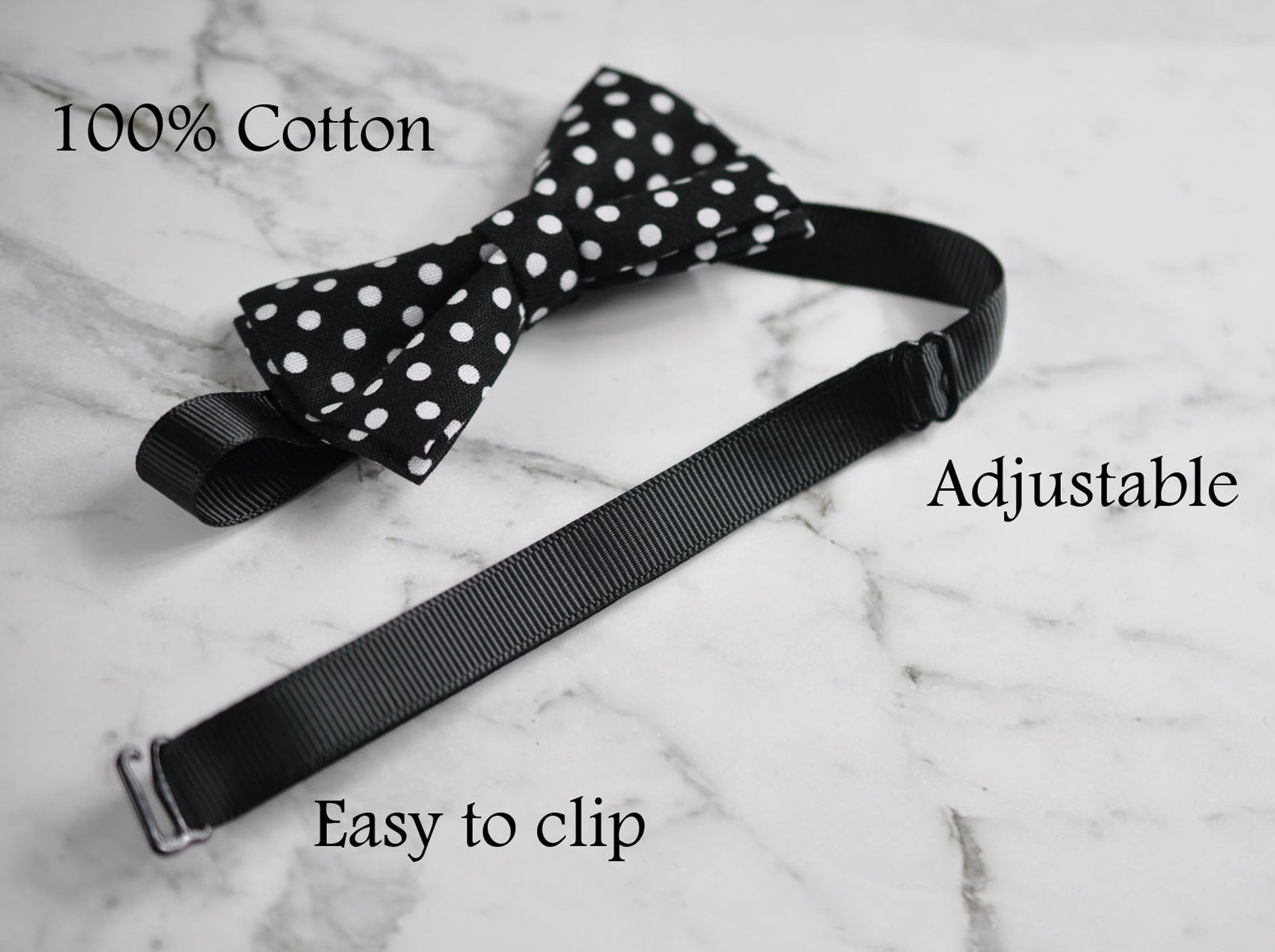 Black white Polka Dots Cotton Bow tie Bowtie + 35MM Black Elastic Suspenders Braces for Men / Youth Teenage/ Boys