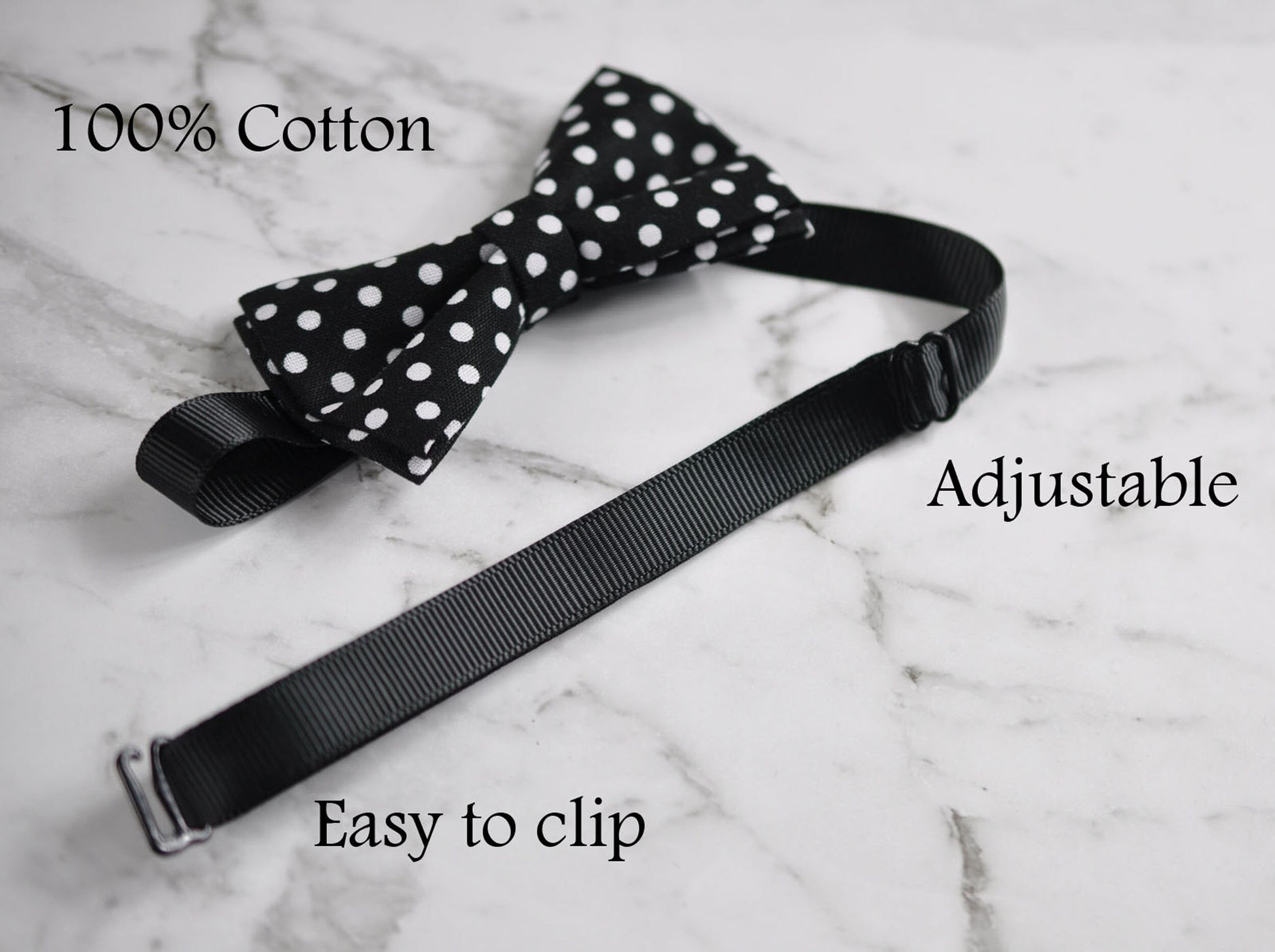 Black white Polka Dots Cotton Bow tie Bowtie + Tan Brown Elastic Suspenders Braces for Men / Youth Teenage/ Boys Kids / Baby Infant Toddler