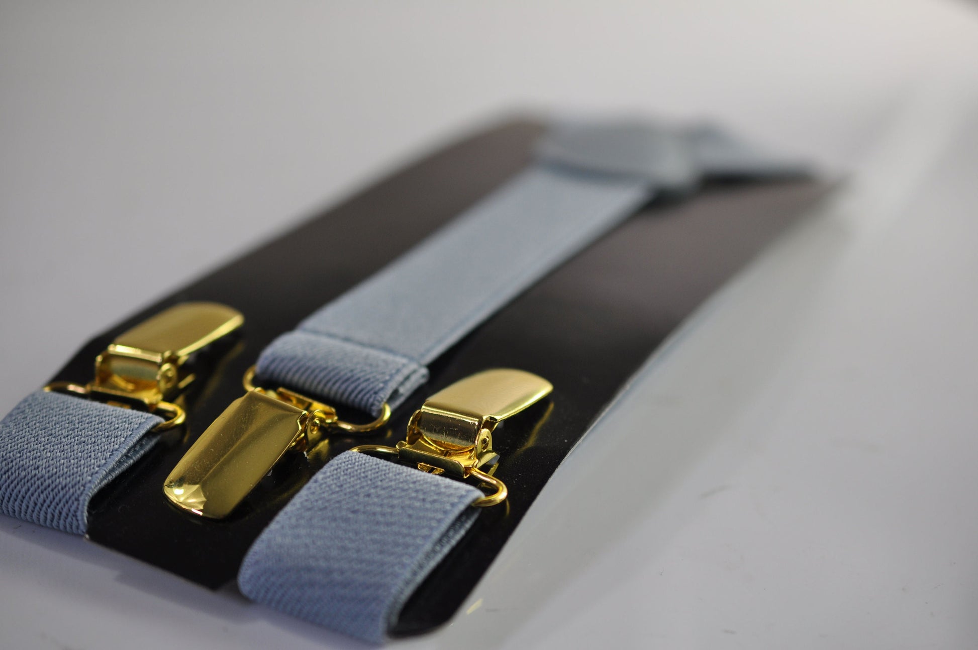 Dusty Blue Light Blue 25MM Elastic Y-Back Suspenders Braces Gold Golden Metal Clips for Men / Youth / Kids Boy /Toddler Baby Infant