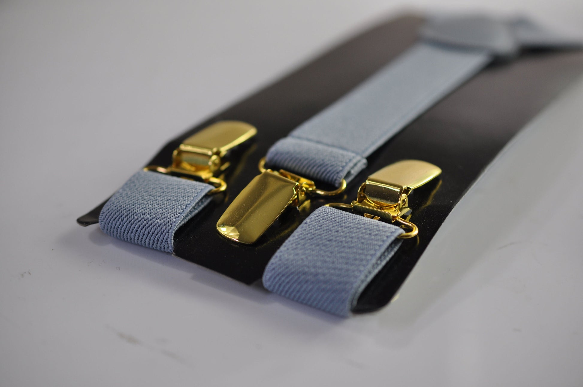 Dusty Blue Light Blue 25MM Elastic Y-Back Suspenders Braces Gold Golden Metal Clips for Men / Youth / Kids Boy /Toddler Baby Infant