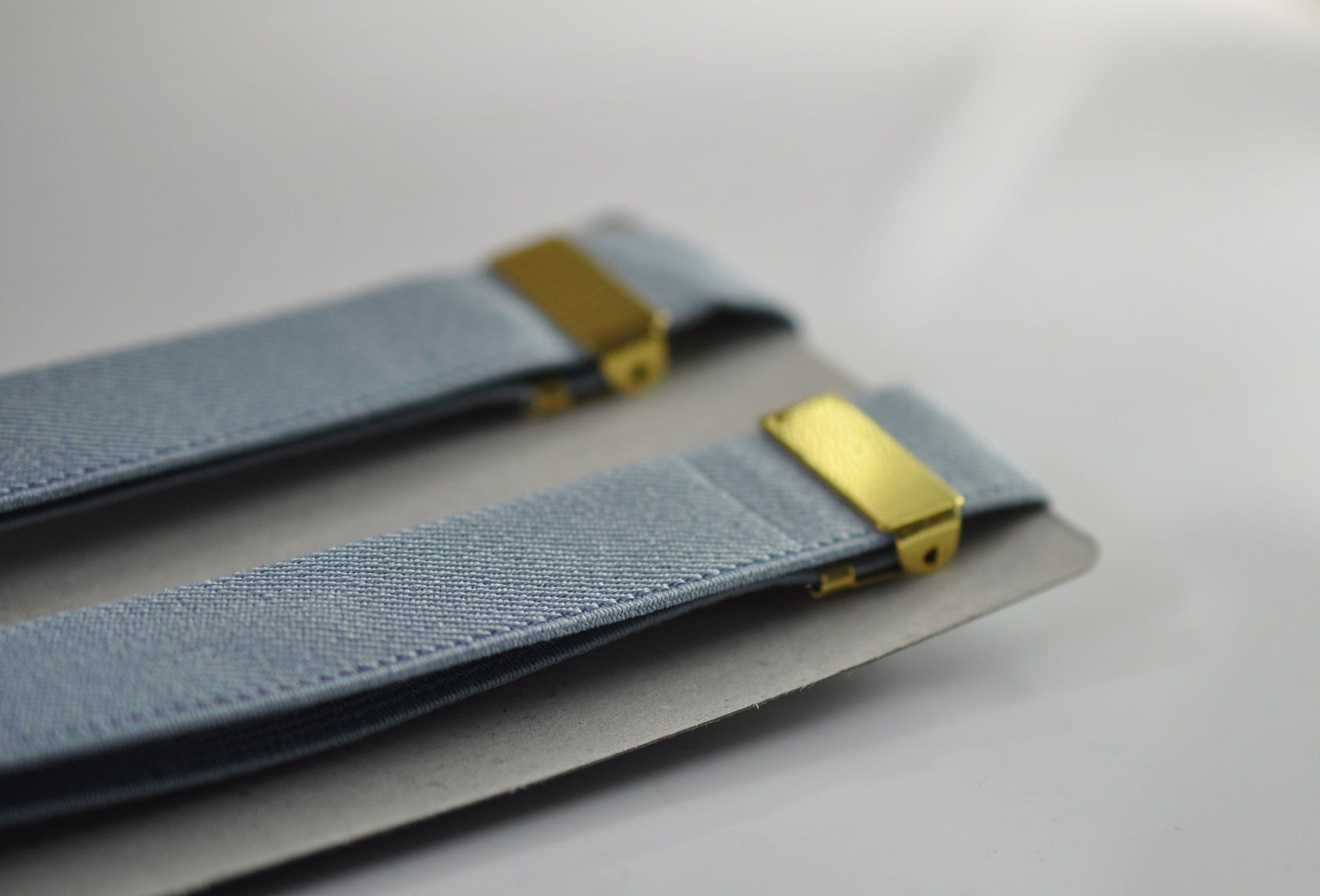 Dusty Blue Light Blue 25MM Elastic Y-Back Suspenders Braces Gold Golden Metal Clips for Men / Youth / Kids Boy /Toddler Baby Infant