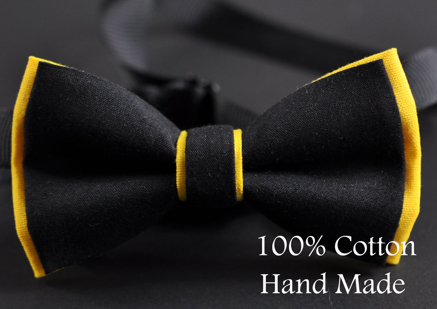 Black Yellow Cotton Bow tie Bowtie + Coffee Brown Elastic Suspenders Braces for Men / Youth / Boys Kids / Baby Infant Toddler