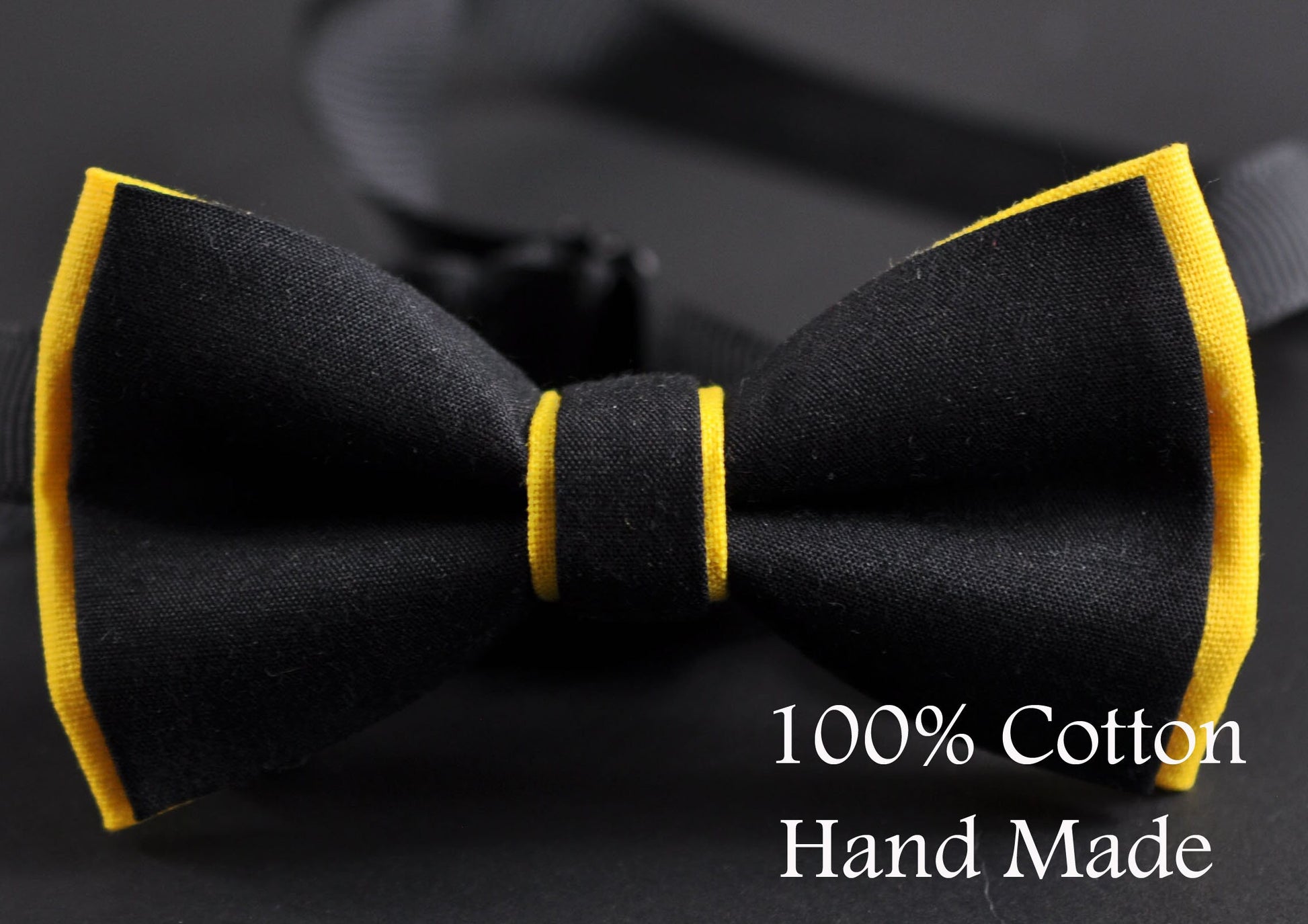 Black Yellow Cotton Bow tie Bowtie + Coffee Brown Elastic Suspenders Braces for Men / Youth / Boys Kids / Baby Infant Toddler