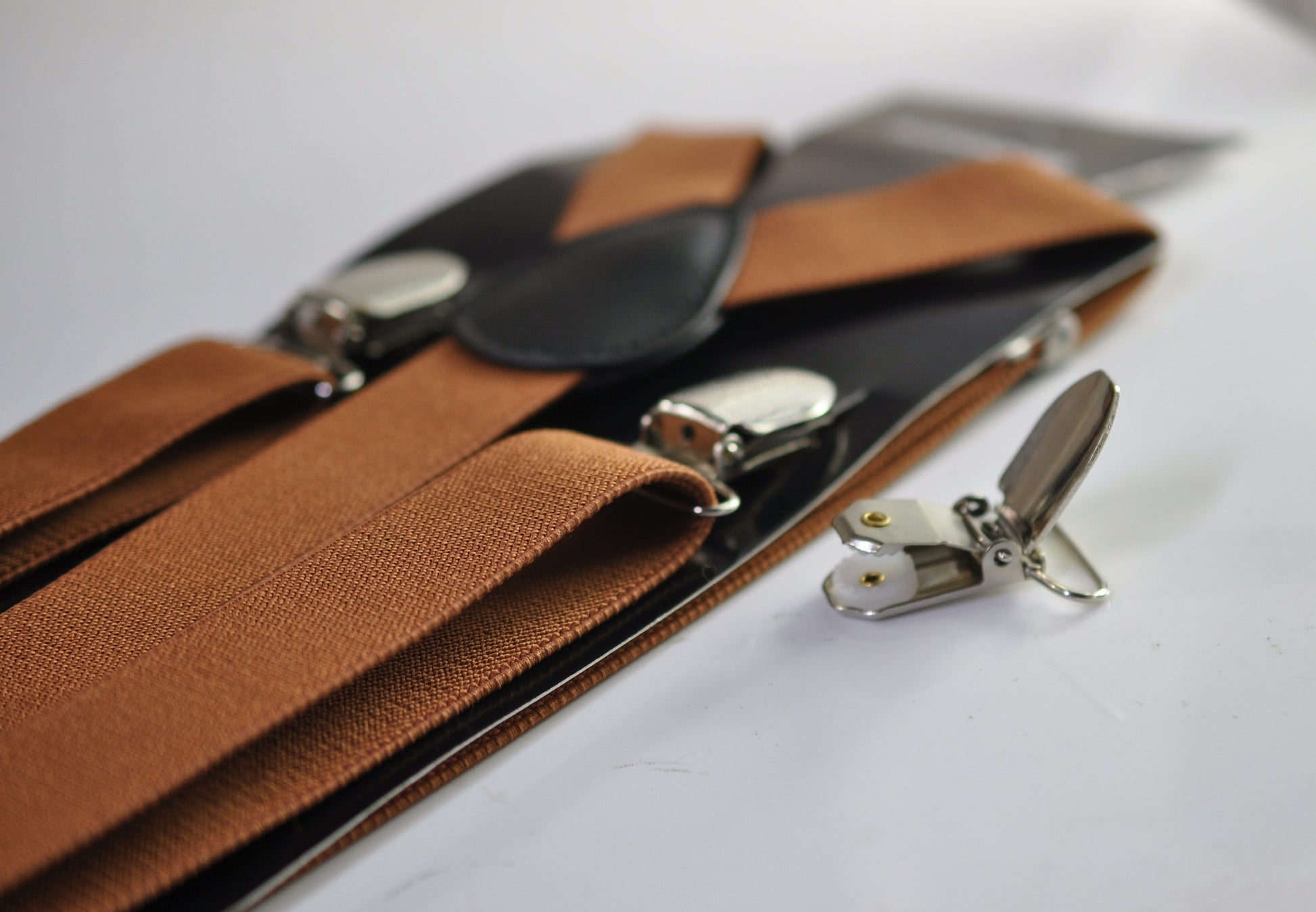 Burnt Orange and Black Linen Bow tie Bowtie + Tan Brown Suspenders Braces for Men / Youth Teenage/ Boys Kids / Baby Infant Toddler