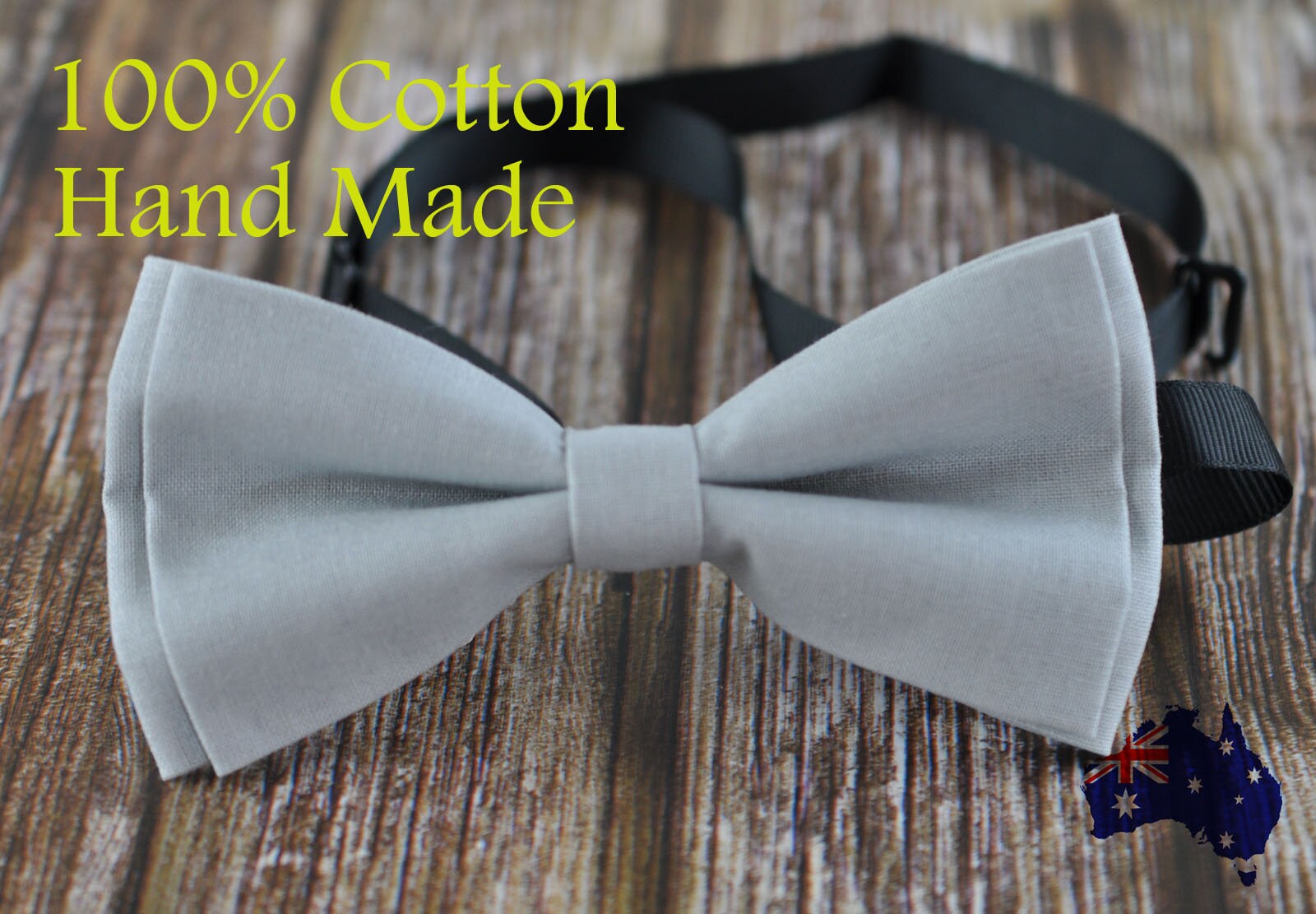 Silver Grey Gray Cotton Bow tie Bowtie + Tan Brown Elastic Suspenders Braces for Men / Youth Teenage/ Boys Kids / Baby Infant Toddler
