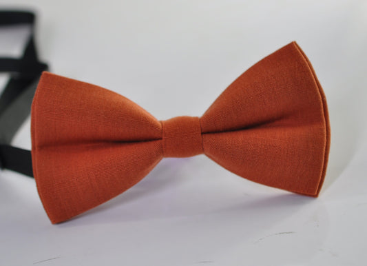 Burnt Orange Linen Bow tie Bow tie Bowtie for Men Adult / Youth Teenage / Boy Kids / Toddler Baby Infant