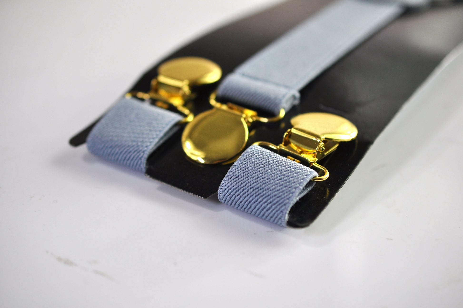 Dusty Blue Light Blue 25MM Elastic Y-Back Suspenders Braces Gold Golden Metal Clips for Men / Youth / Kids Boy /Toddler Baby Infant
