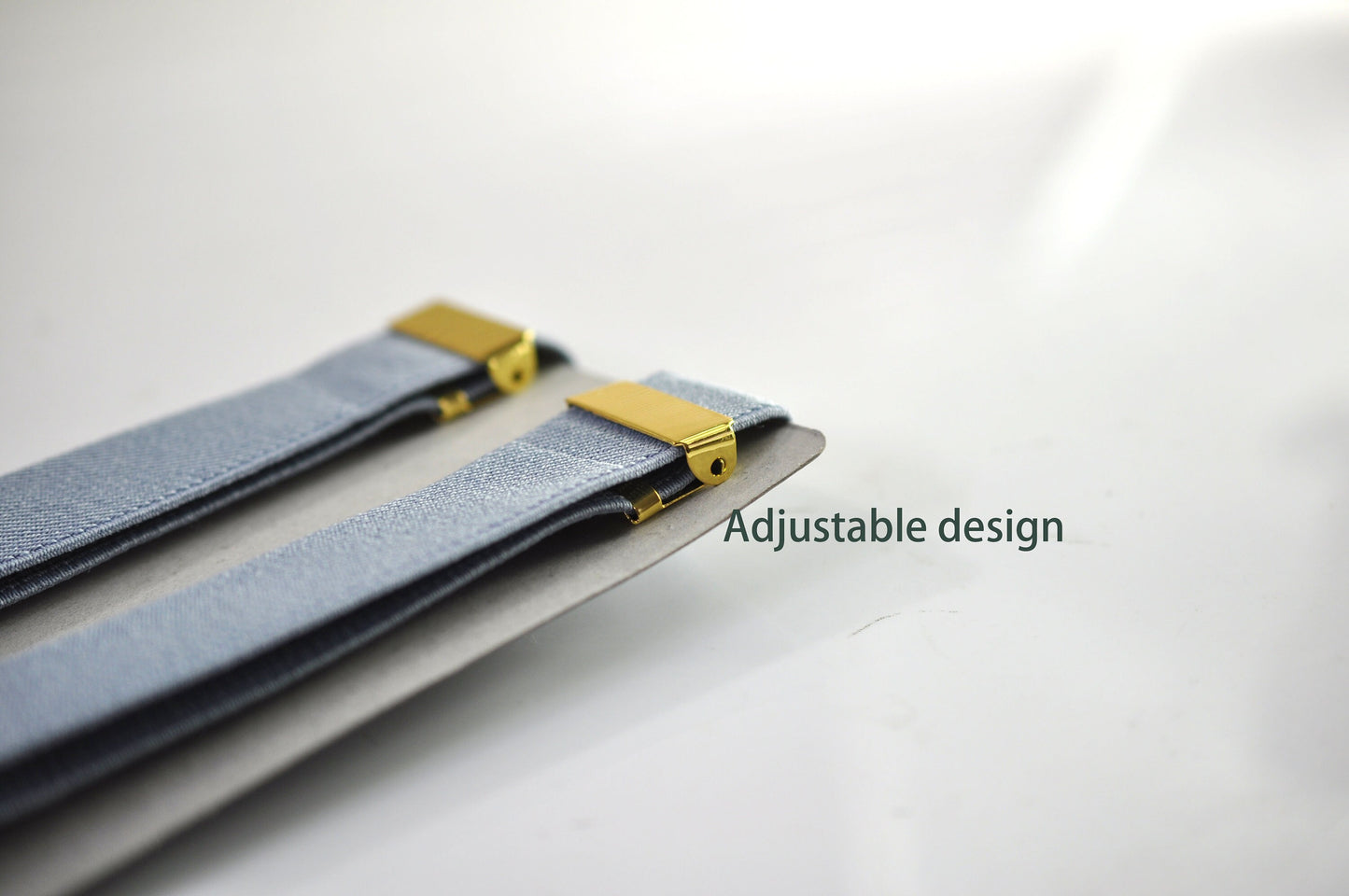 Dusty Blue Light Blue 25MM Elastic Y-Back Suspenders Braces Gold Golden Metal Clips for Men / Youth / Kids Boy /Toddler Baby Infant