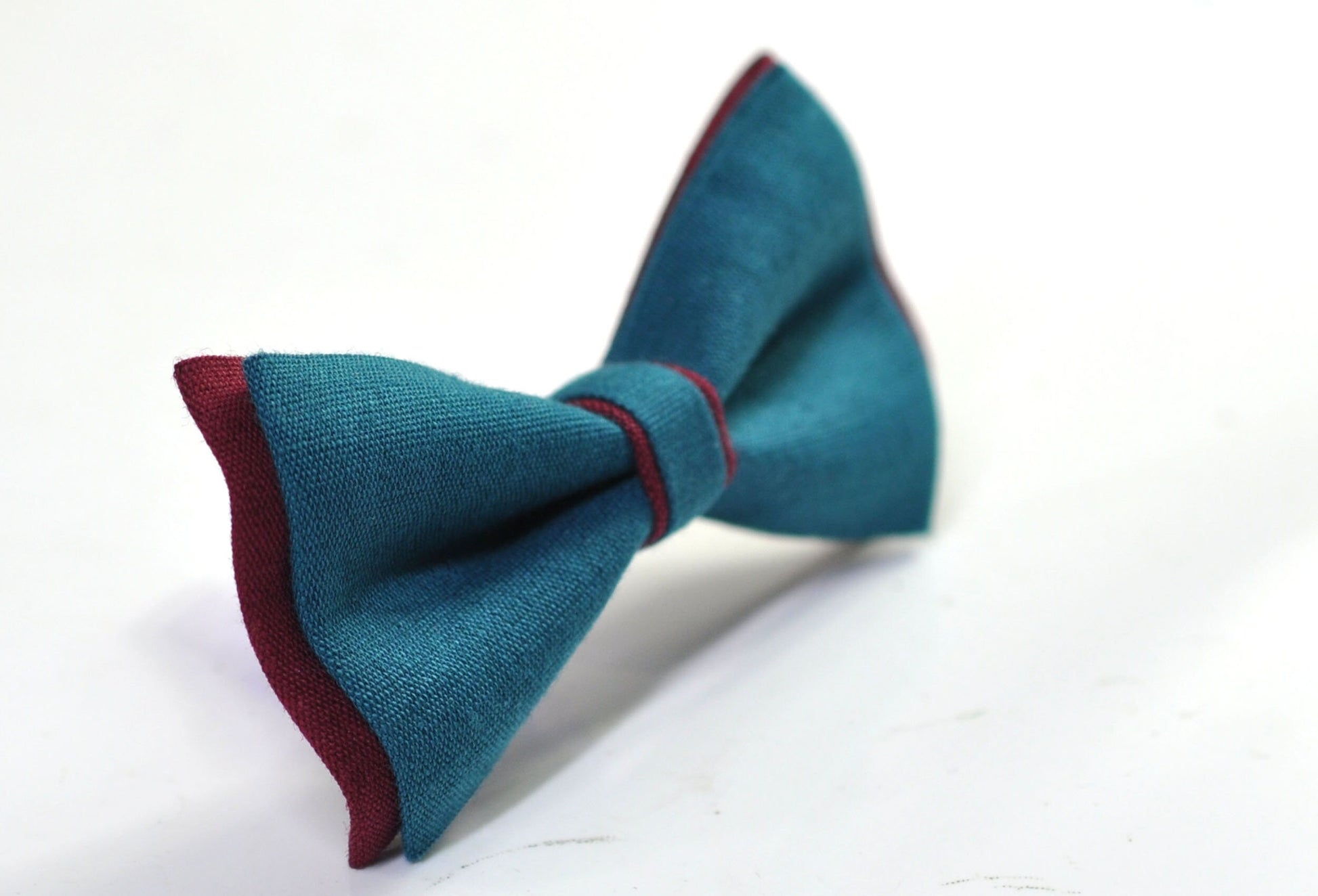 Turquoise Teal Blue and Burgundy MaroonWine Red Linen Cotton Pre tied Bow tie Bowtie for Men Adult / Youth Teenage / Boy Kids / Baby Infant