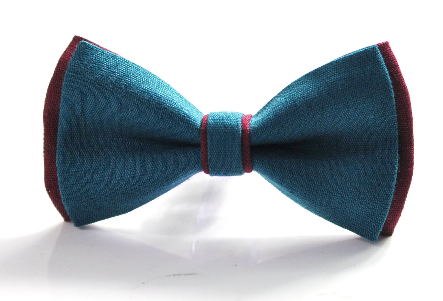 Turquoise Teal Blue and Burgundy MaroonWine Red Linen Cotton Pre tied Bow tie Bowtie for Men Adult / Youth Teenage / Boy Kids / Baby Infant