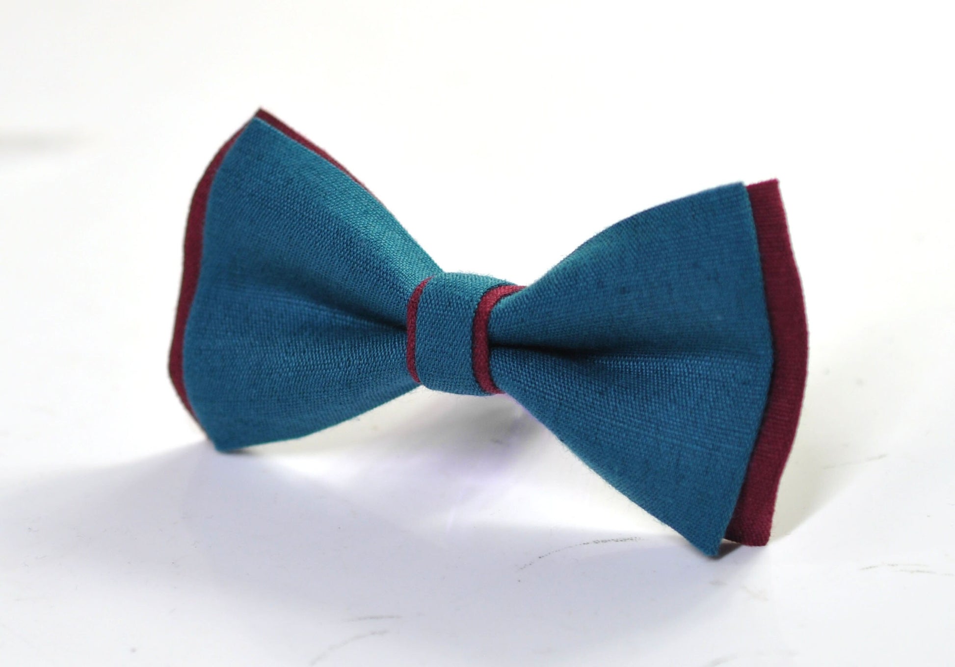 Turquoise Teal Blue and Burgundy MaroonWine Red Linen Cotton Pre tied Bow tie Bowtie for Men Adult / Youth Teenage / Boy Kids / Baby Infant