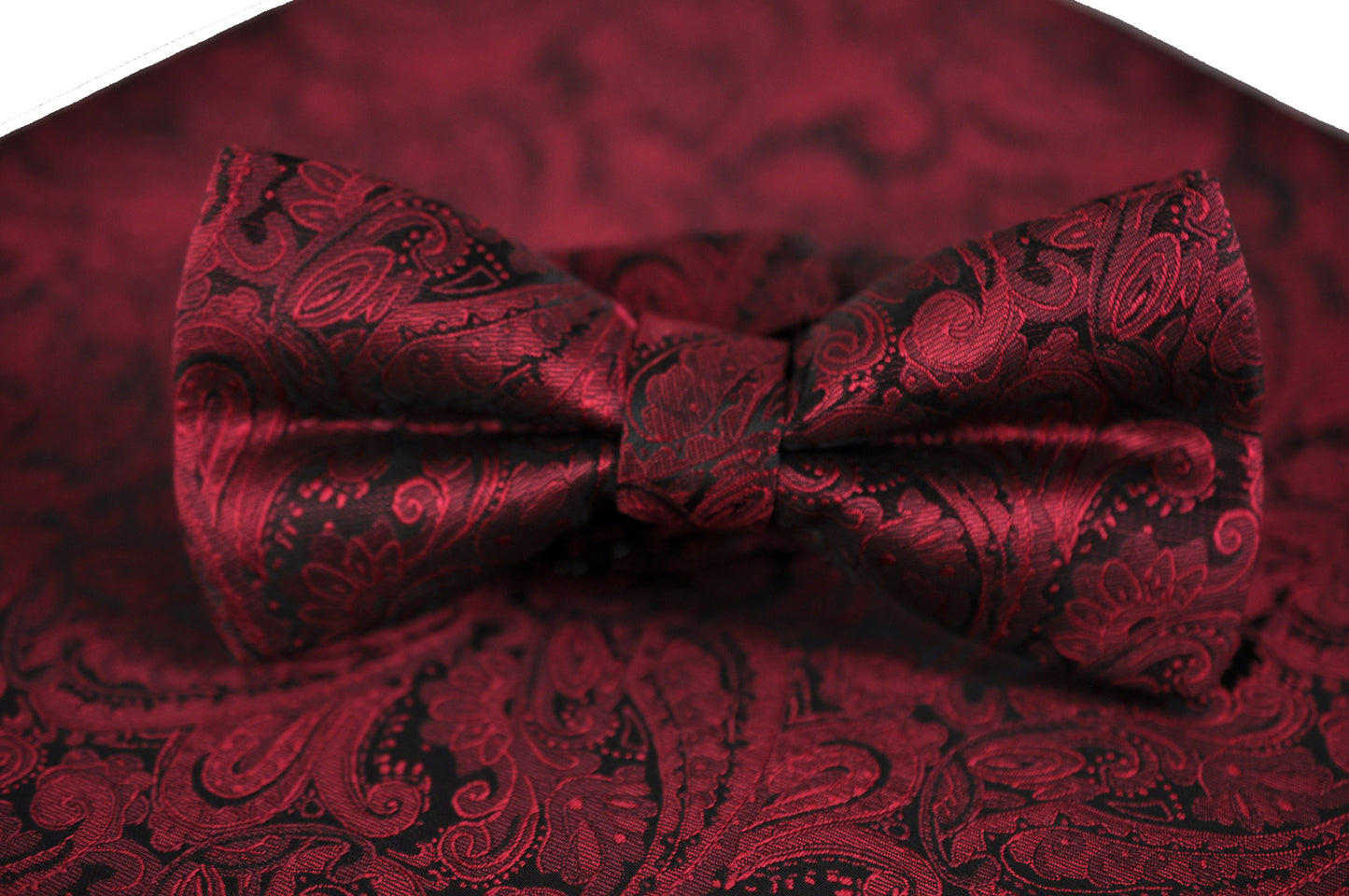 Mens Wine Red Burgundy Yarn-dyed Polyester Silk FEEL Bow tie + Pocket Square Hanky Handkerchief + Tan Suspenders Braces