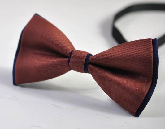 Navy Blue and Cinnamon Terracotta Brown Cotton Pre tied Bow tie Bowtie for Men Adult / Youth Teenage / Boy Kids / Baby Infant