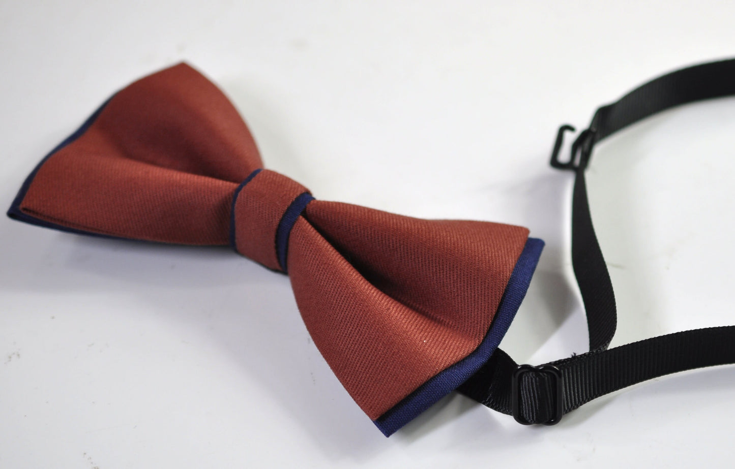 Navy Blue and Cinnamon Terracotta Brown Cotton Pre tied Bow tie Bowtie for Men Adult / Youth Teenage / Boy Kids / Baby Infant