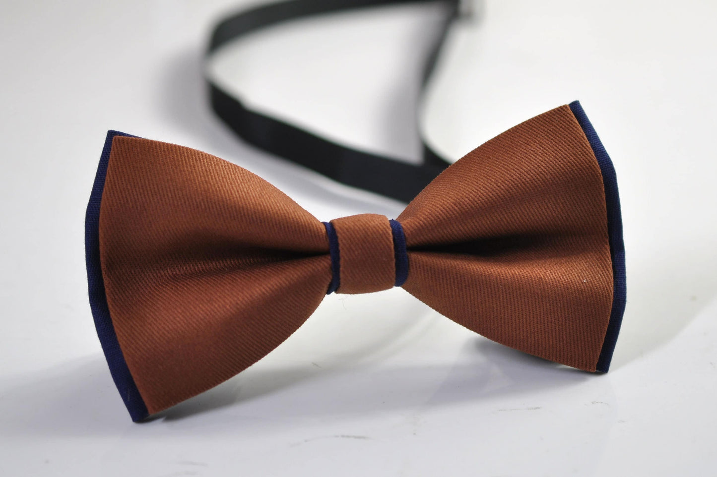 Navy Blue and Tan Brown Cotton Pre tied Bow tie Bowtie for Men Adult / Youth Teenage / Boy Kids / Baby Infant