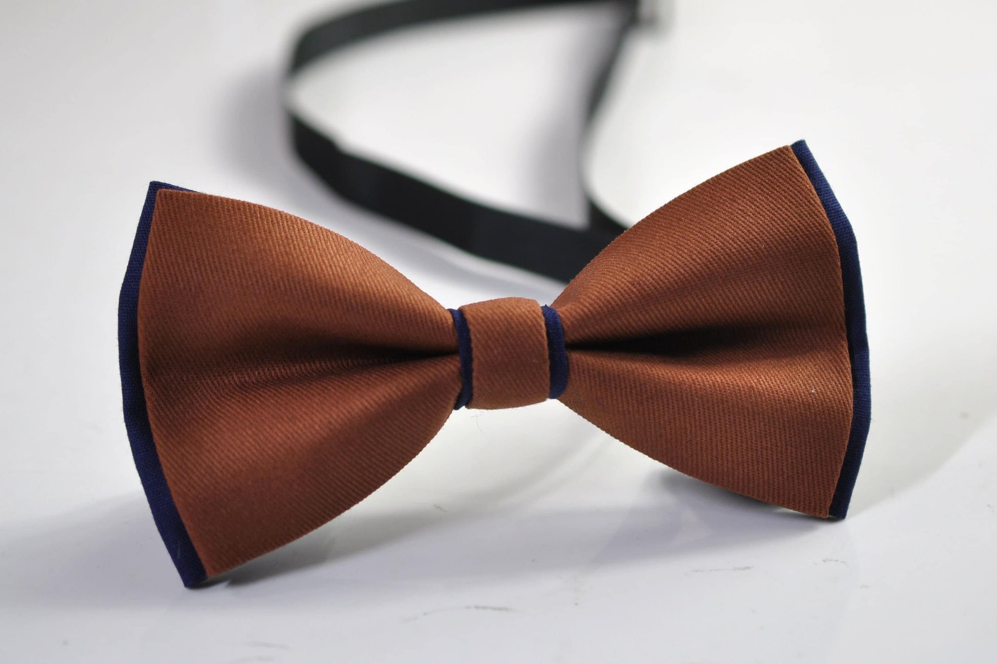 Navy Blue and Tan Brown Cotton Pre tied Bow tie Bowtie for Men Adult / Youth Teenage / Boy Kids / Baby Infant