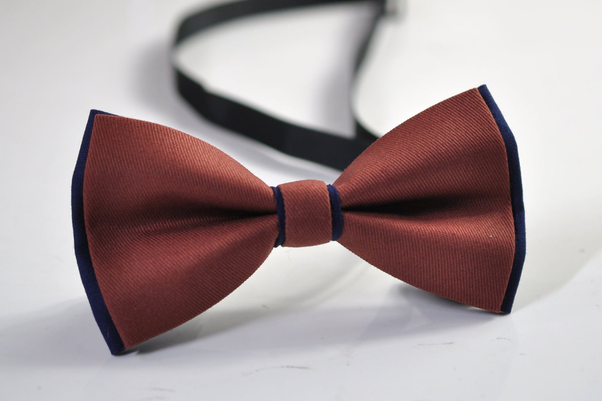 Navy Blue and Cinnamon Terracotta Brown Cotton Pre tied Bow tie Bowtie for Men Adult / Youth Teenage / Boy Kids / Baby Infant