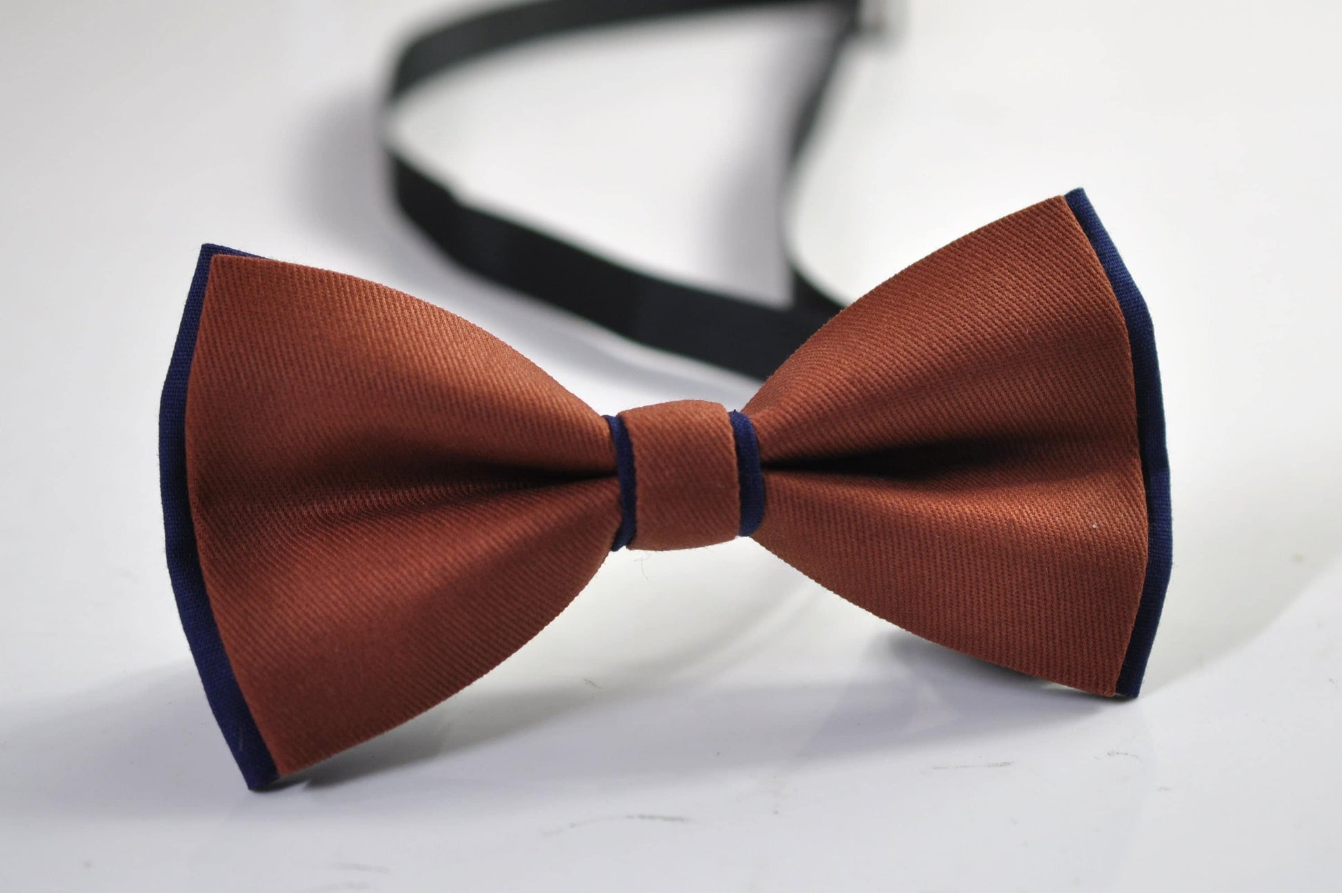 Navy blue and Rust Brown Bow tie Bowtie + Navy Blue Elastic Suspenders Braces Men / Youth/ Boys Kids / Baby Infant Toddler
