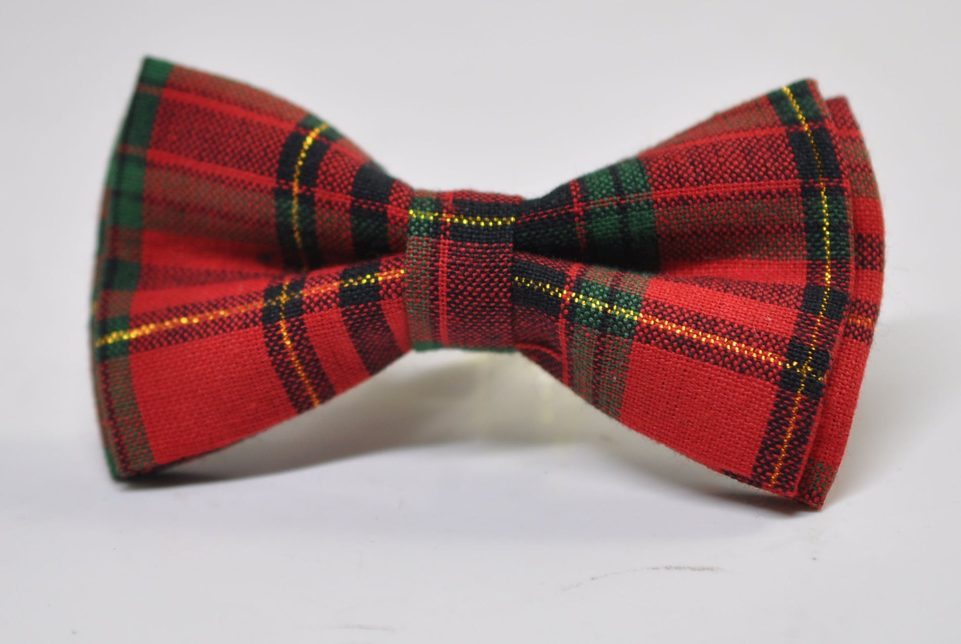 Red Green Gold Tartan Christmas Xmas Bow tie Bowtie + Red Suspenders Braces for Men / Youth/ Boys Kids / Baby Infant Toddler