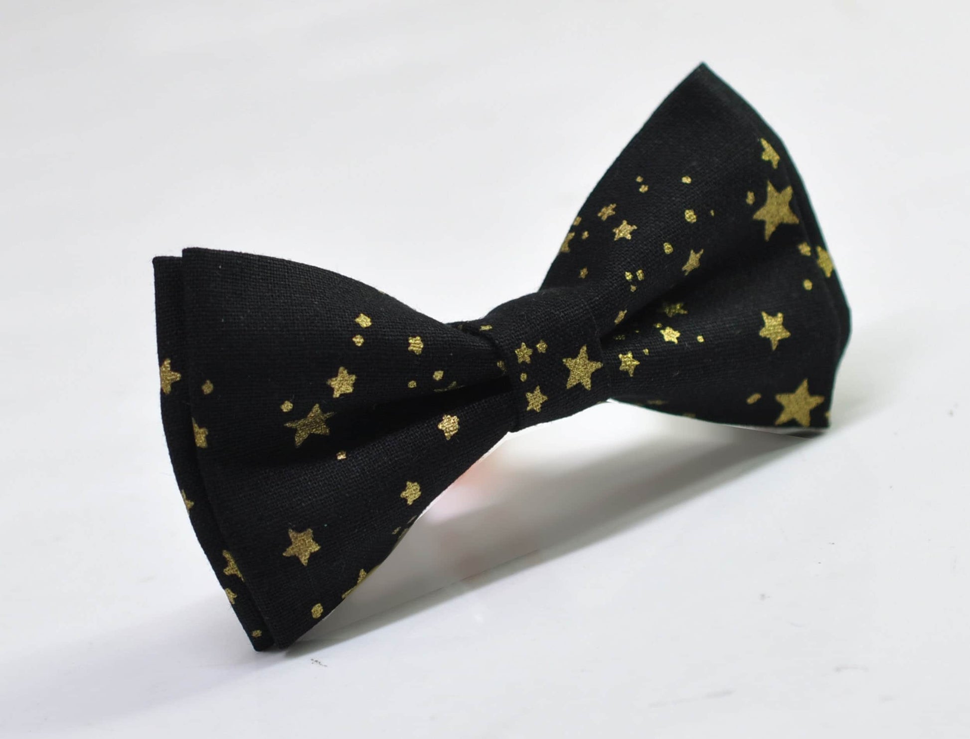 Black Gold Stars Xmas Christmas Cotton Pretied Bow tie Bowtie for Men Adult / Youth Teenage / Boy Kids / Toddler Baby Infant